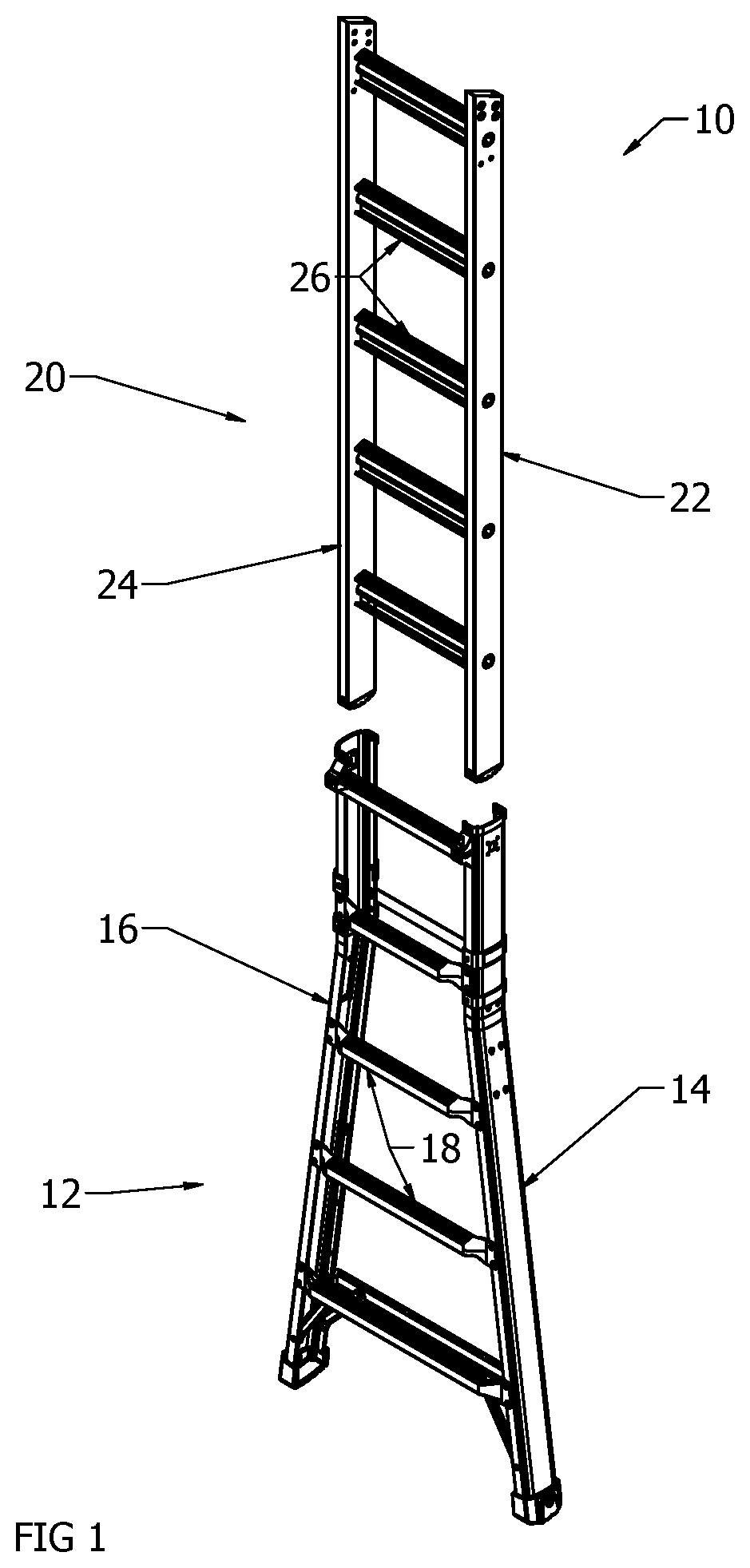 Patent US12448841 — Climbing product having an extendable section lock assembly — Figure 1