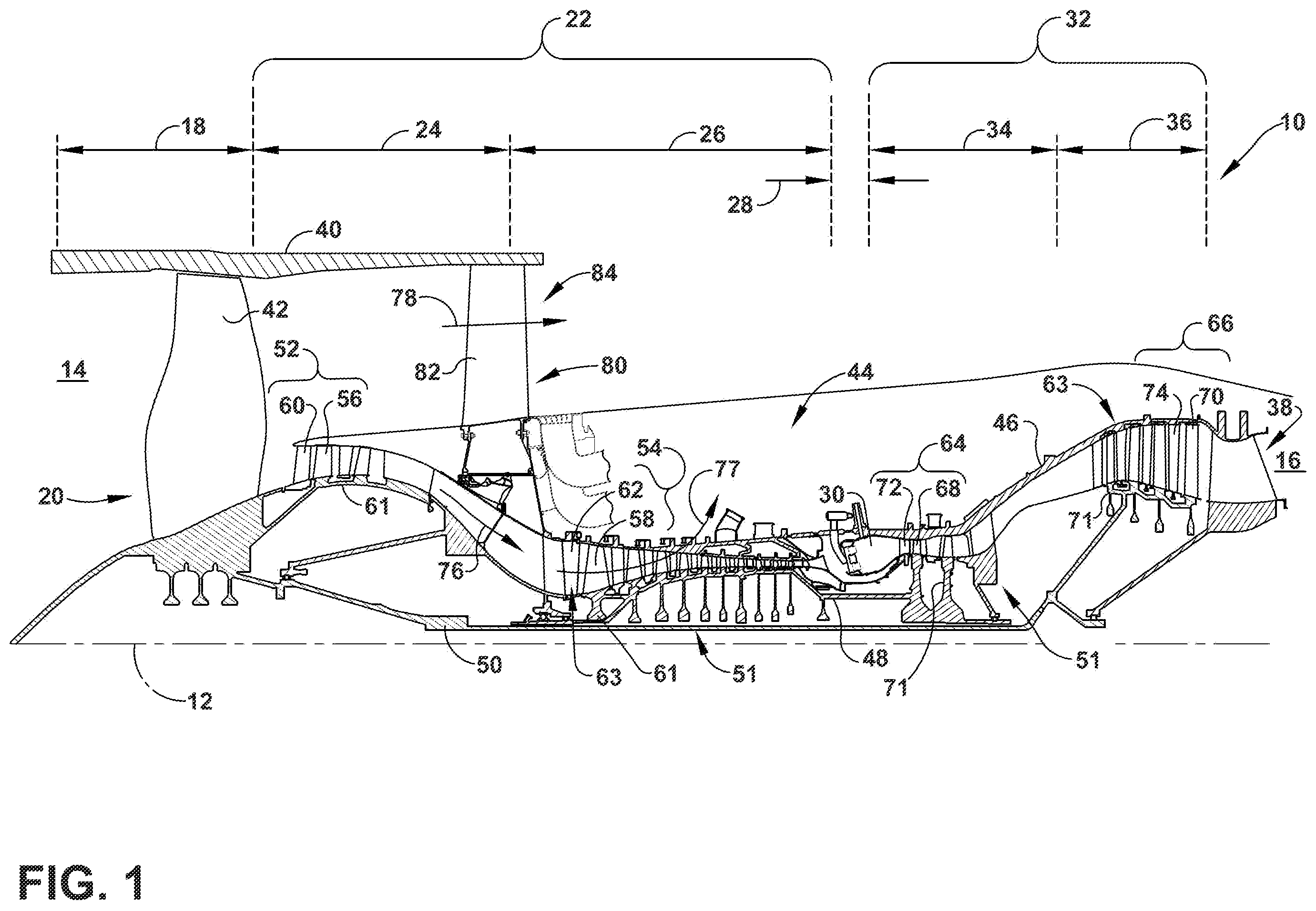 Patent US12448891 — Turbine engine airfoil with a woven core — Figure 1