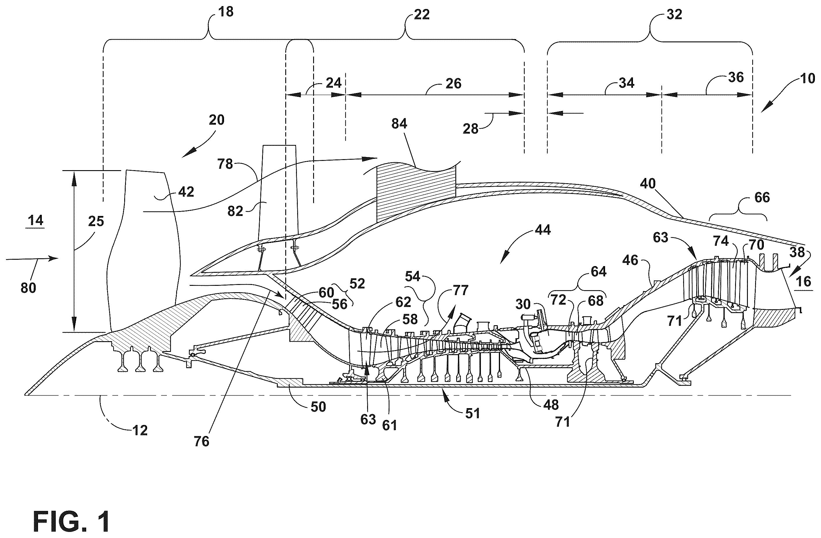 Patent US12448892 — Composite airfoil assembly having a composite airfoil and spar — Figure 1