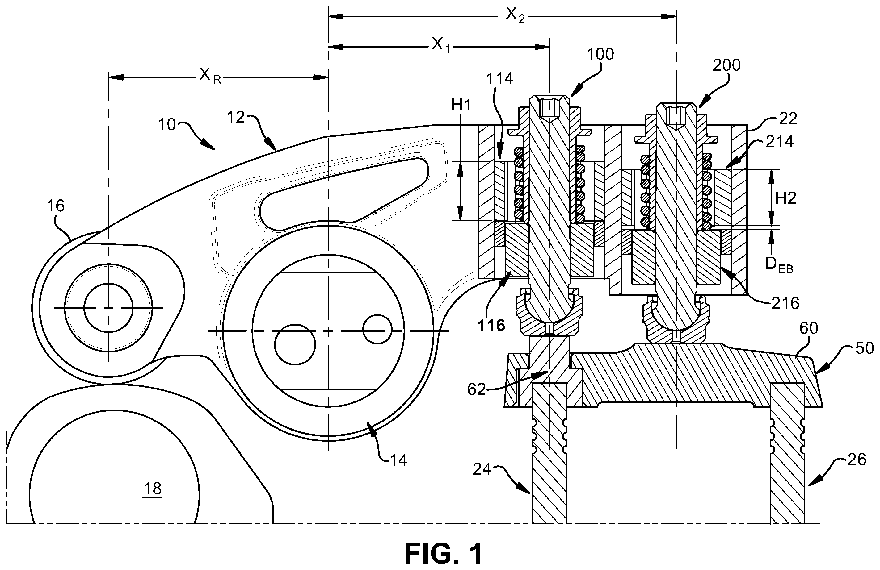 Patent US12448905 — Valve bridge with integrated spline bushing for lost motion and engine brake — Figure 1