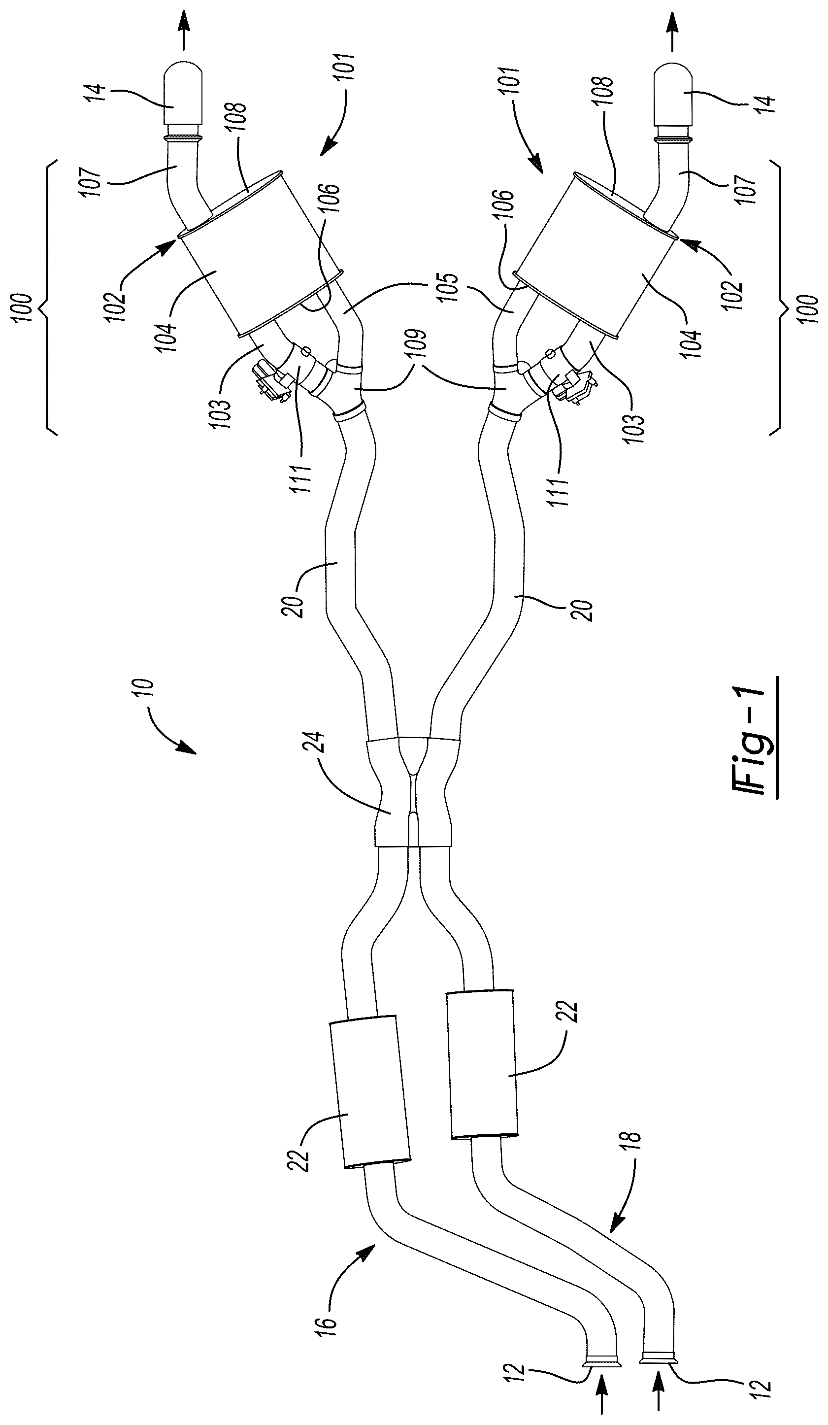 Patent US12448907 — Dual mode muffler — Figure 1