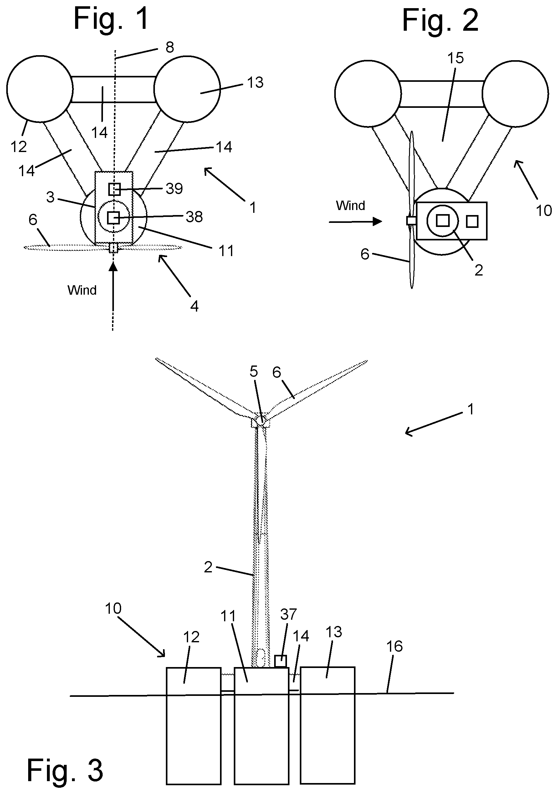 Patent US12448947 — Method of damping motion of a floating wind turbine — Figure 1