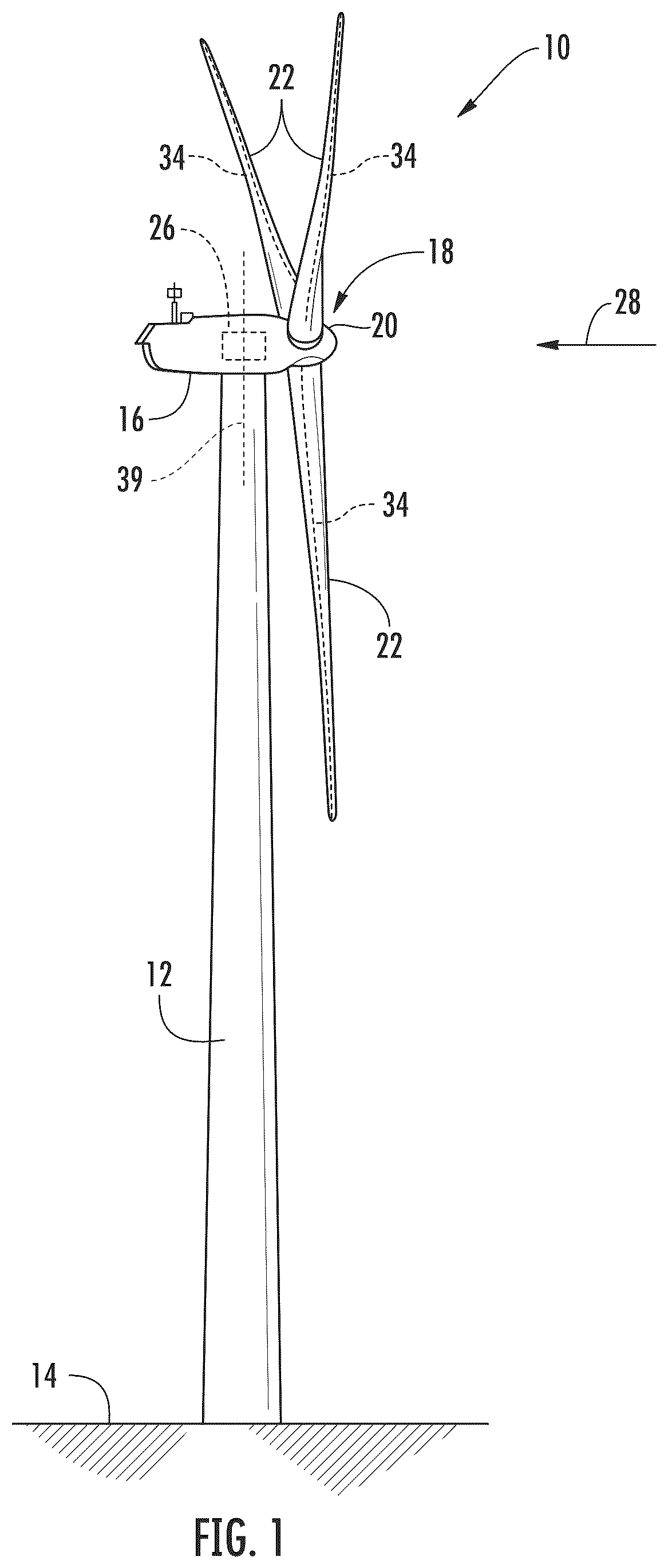 Patent US12448948 Figure 1 – System and method for monitoring vibrations in a drivetrain of a wind turbine