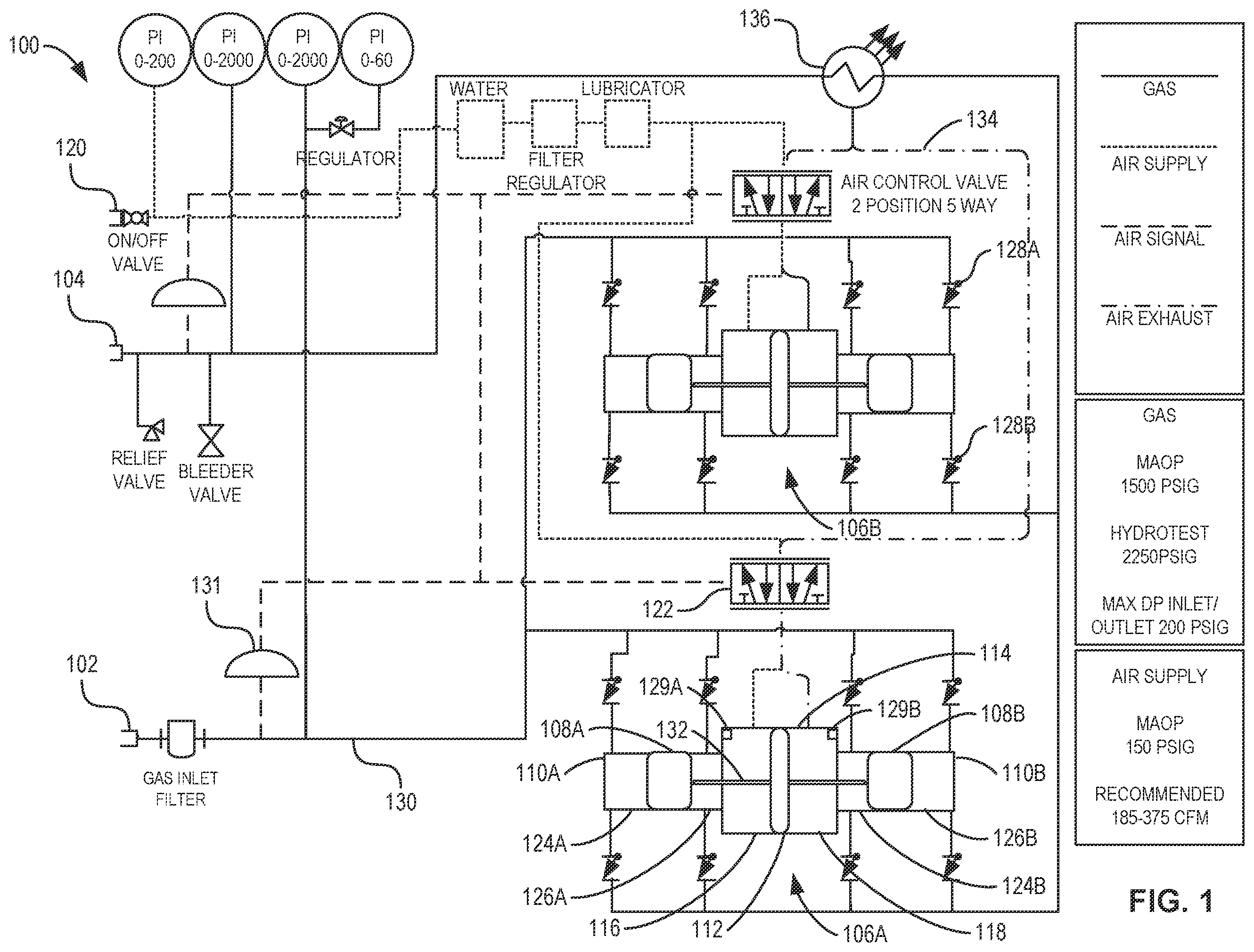 Patent US12448960 — Reduced size fluid transfer and depressurization apparatus, control, and associated methods — Figure 1