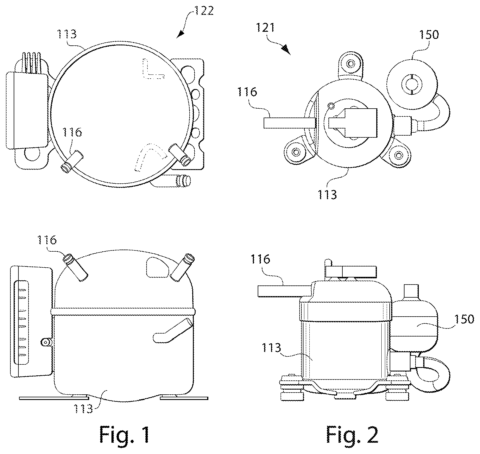 Patent US12448971 — Compact low noise rotary compressor — Figure 1