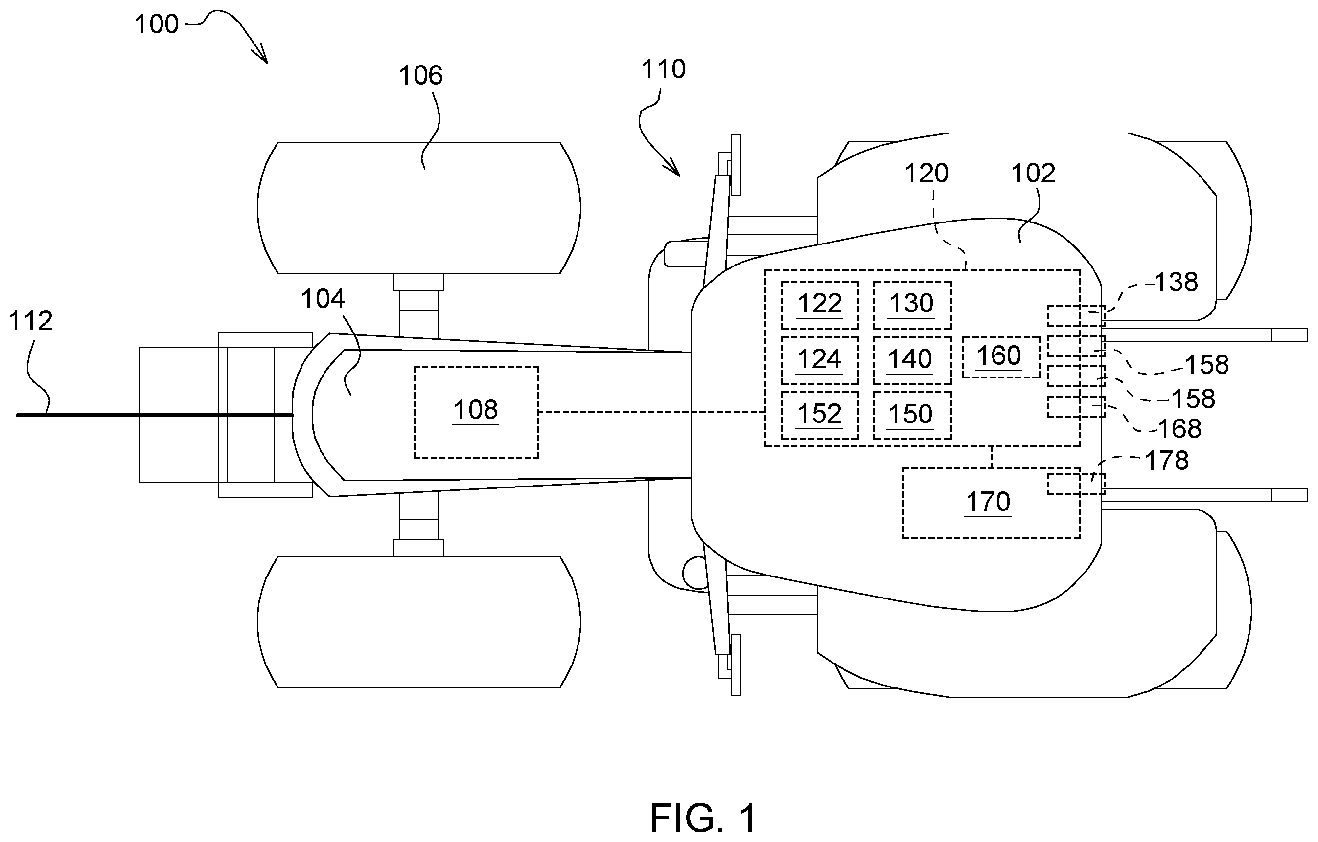 Patent US12448989 — Auxiliary hydraulic system for a work vehicle — Figure 1