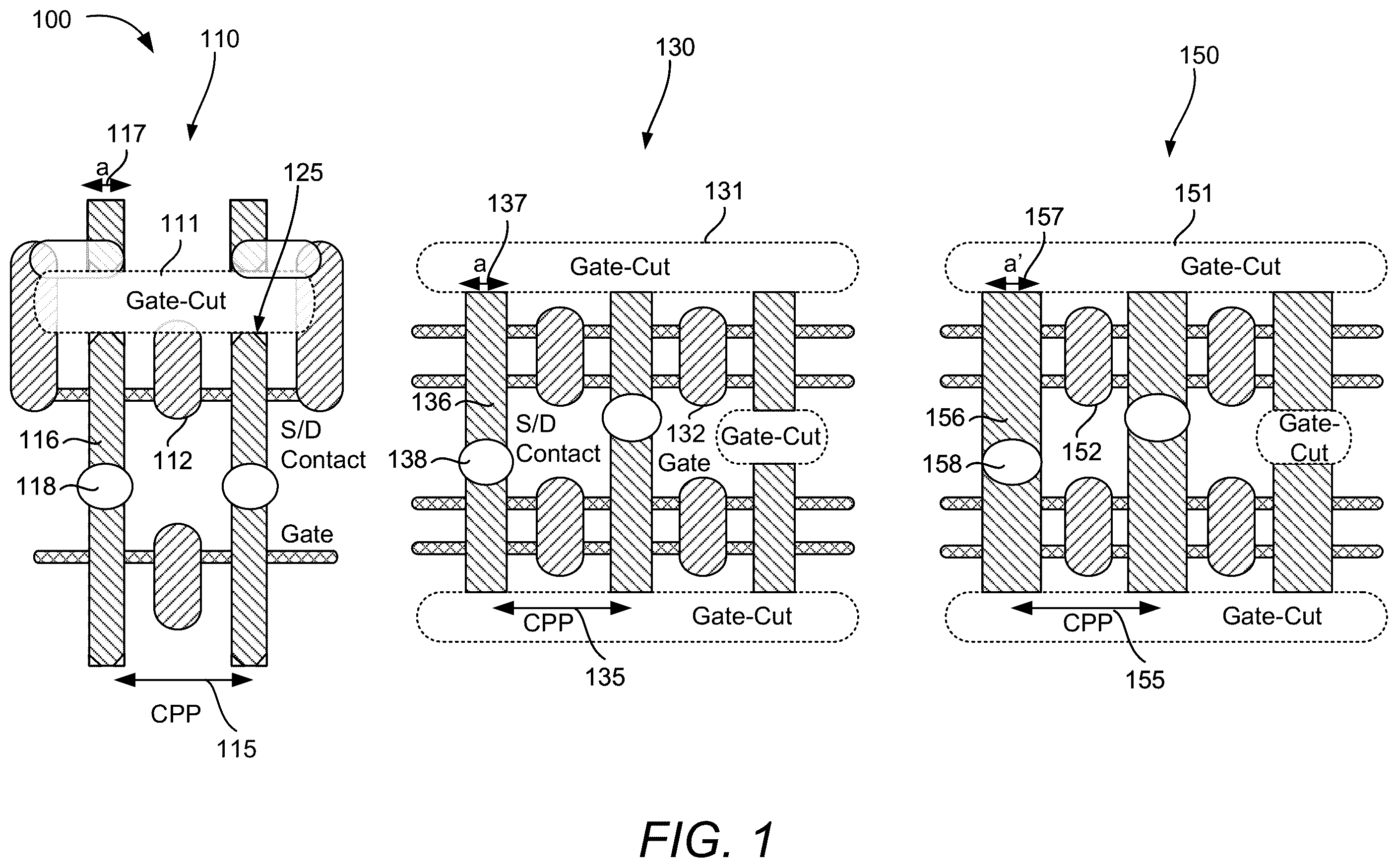 Patent US12453071 — Gate spacer structures for three-dimensional semiconductor devices — Figure 1