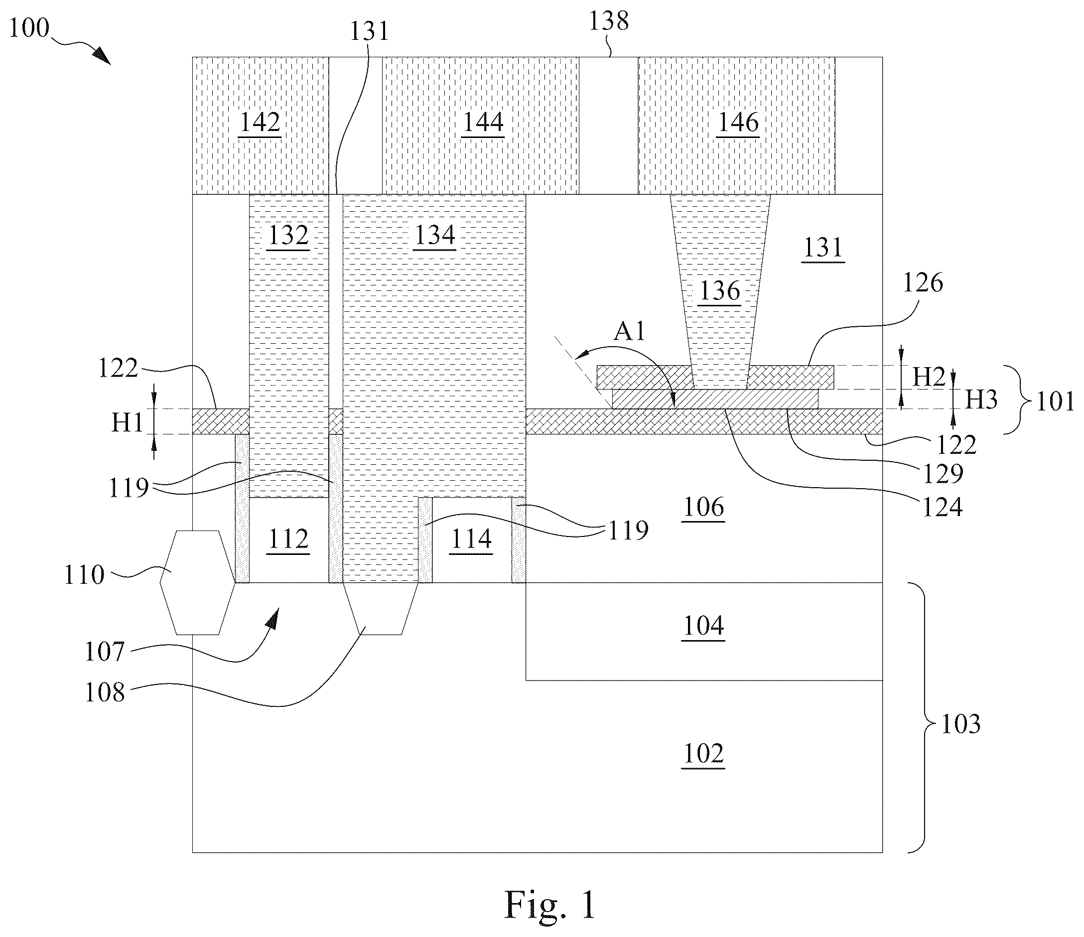 Patent US12453168 — Semiconductor device with short-resistant capacitor plate — Figure 1