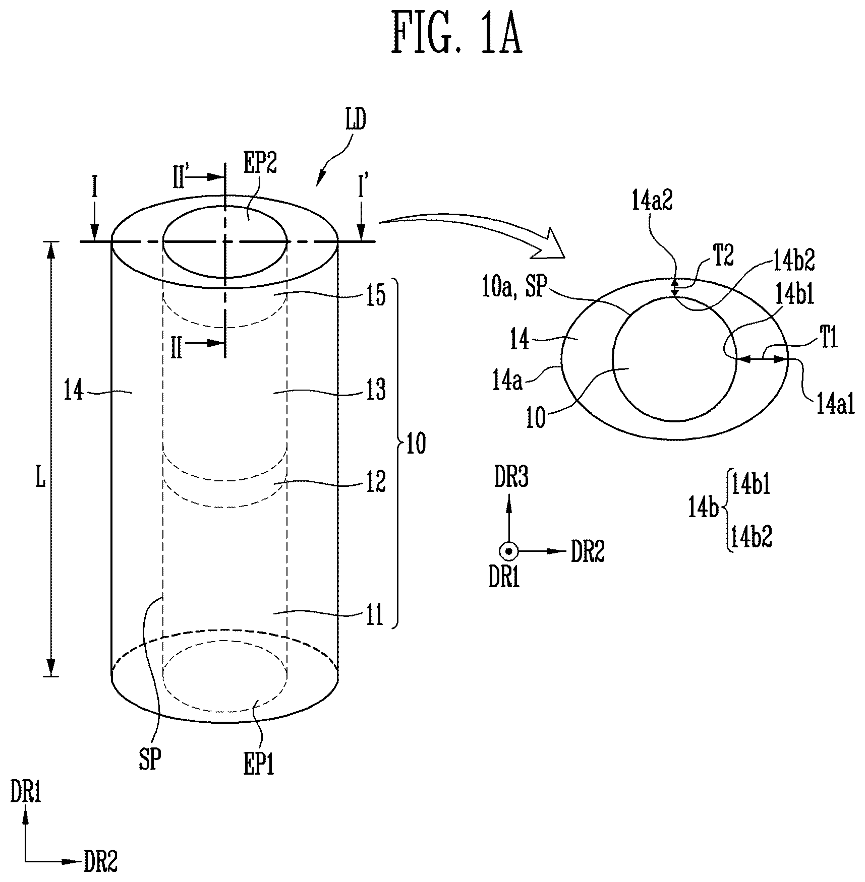 Patent US12453217 — Light-emitting element, manufacturing method therefor, and display device having light-emitting element — Figure 1