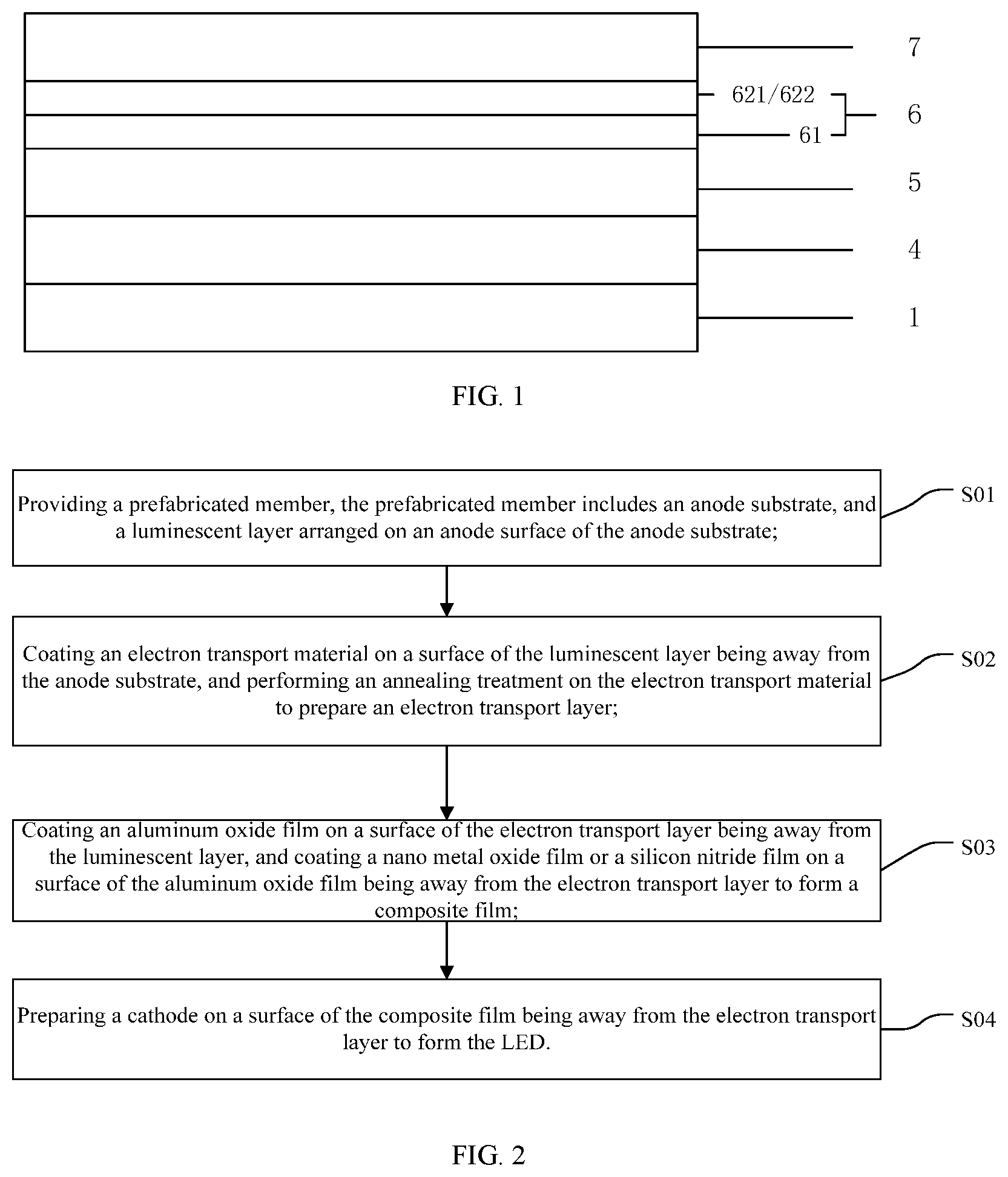 Patent US12453235 Figure 1 – Light-emitting diode comprising composite film between electron transport layer and cathode and preparation method thereof