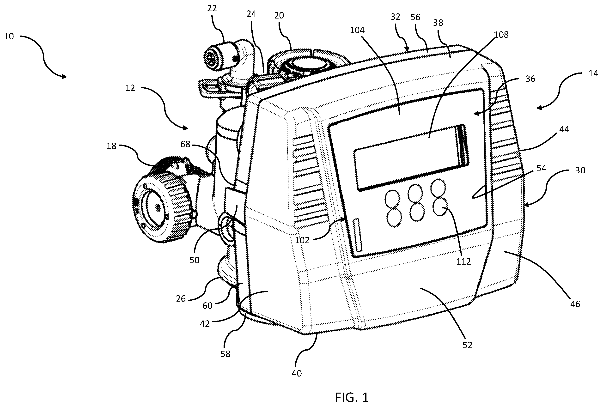 Patent US12455015 — Water treatment controller housing with backplate mount — Figure 1