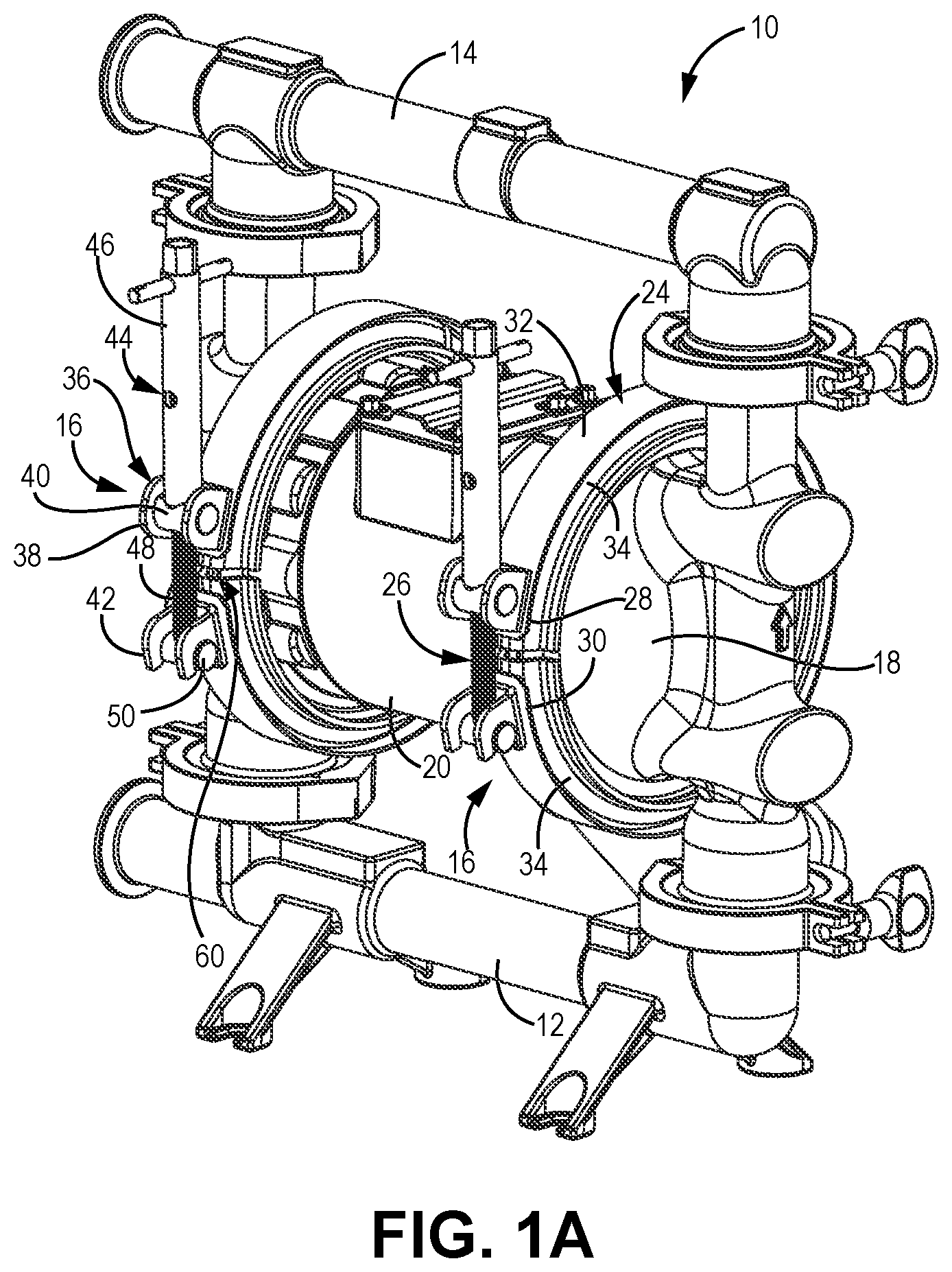 Patent US12455026 — Sanitary clamp for diaphragm pump covers — Figure 1