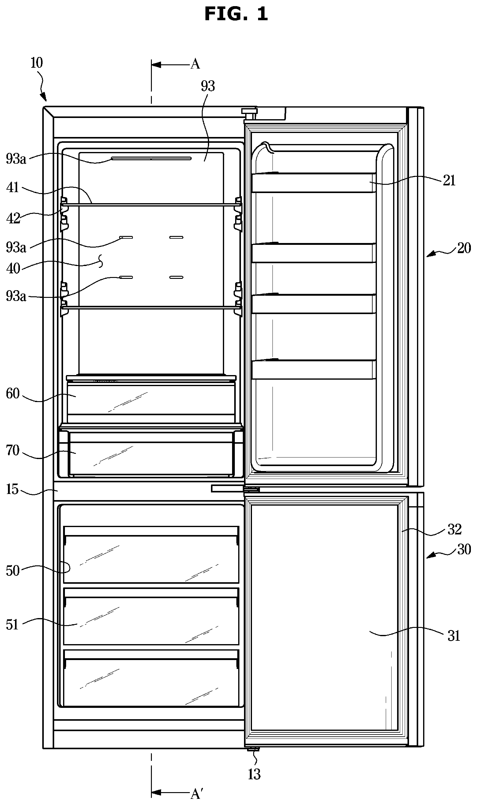 Patent US12455102 Figure 1 – Refrigerator and controlling method thereof