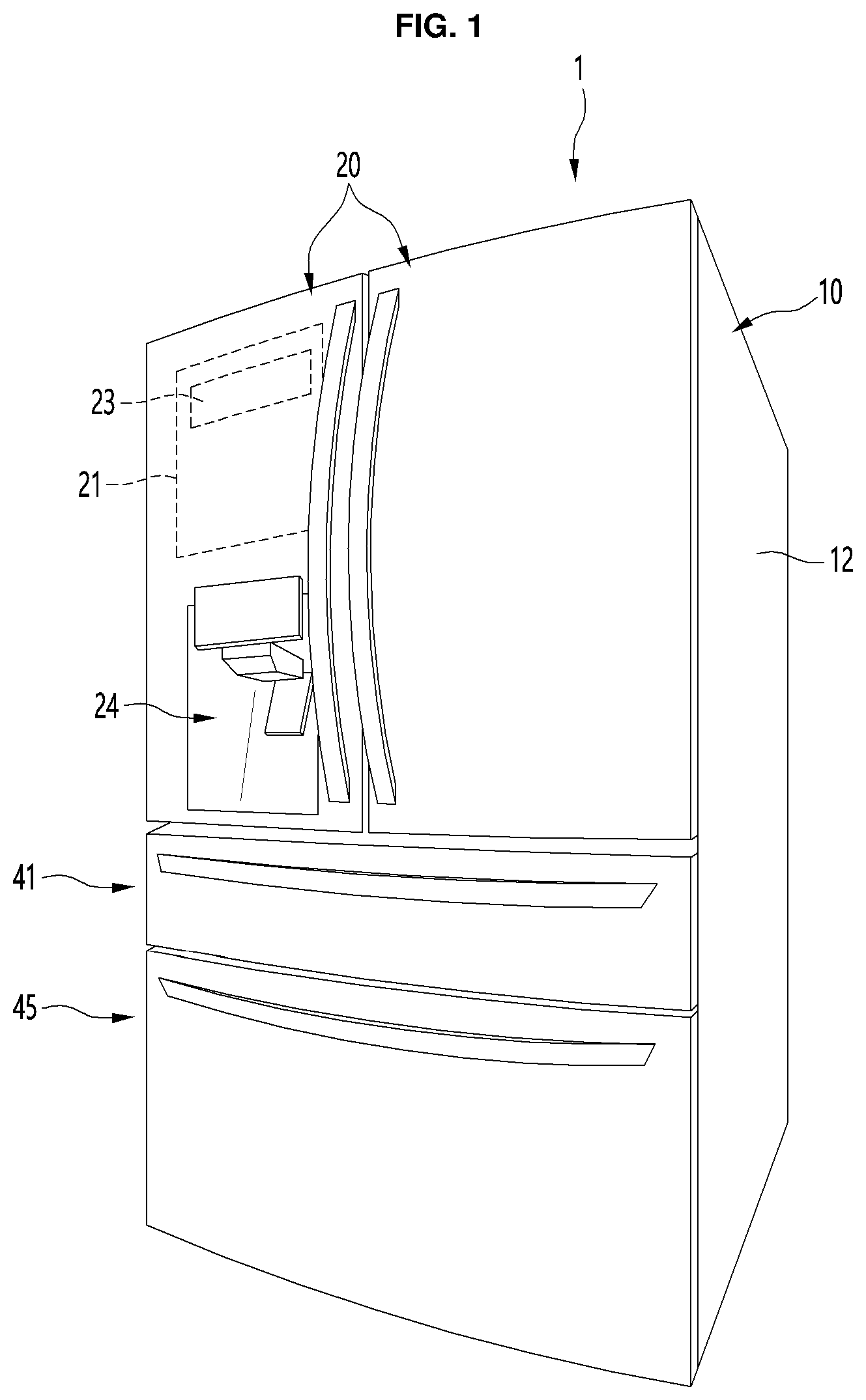 Patent US12455107 Figure 1 – Refrigerator