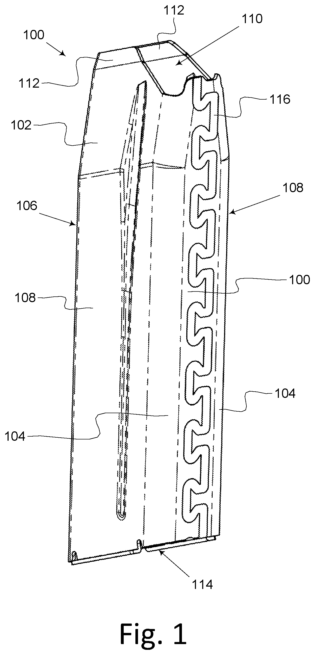 Patent US12455130 — Firearm magazine with molded seam — Figure 1