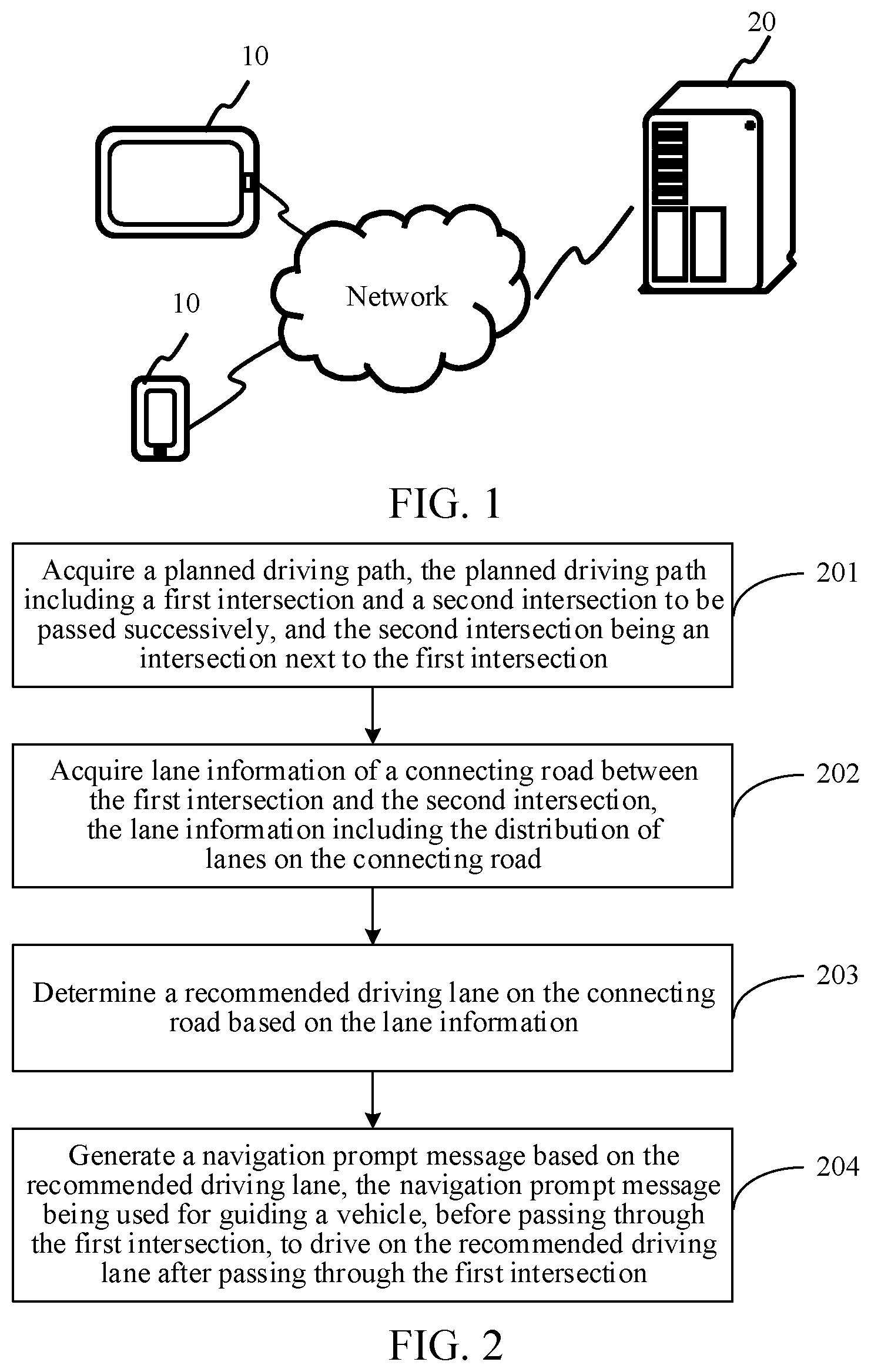 Patent US12455171 — Providing early lane navigation information for a road connecting successive intersections — Figure 1