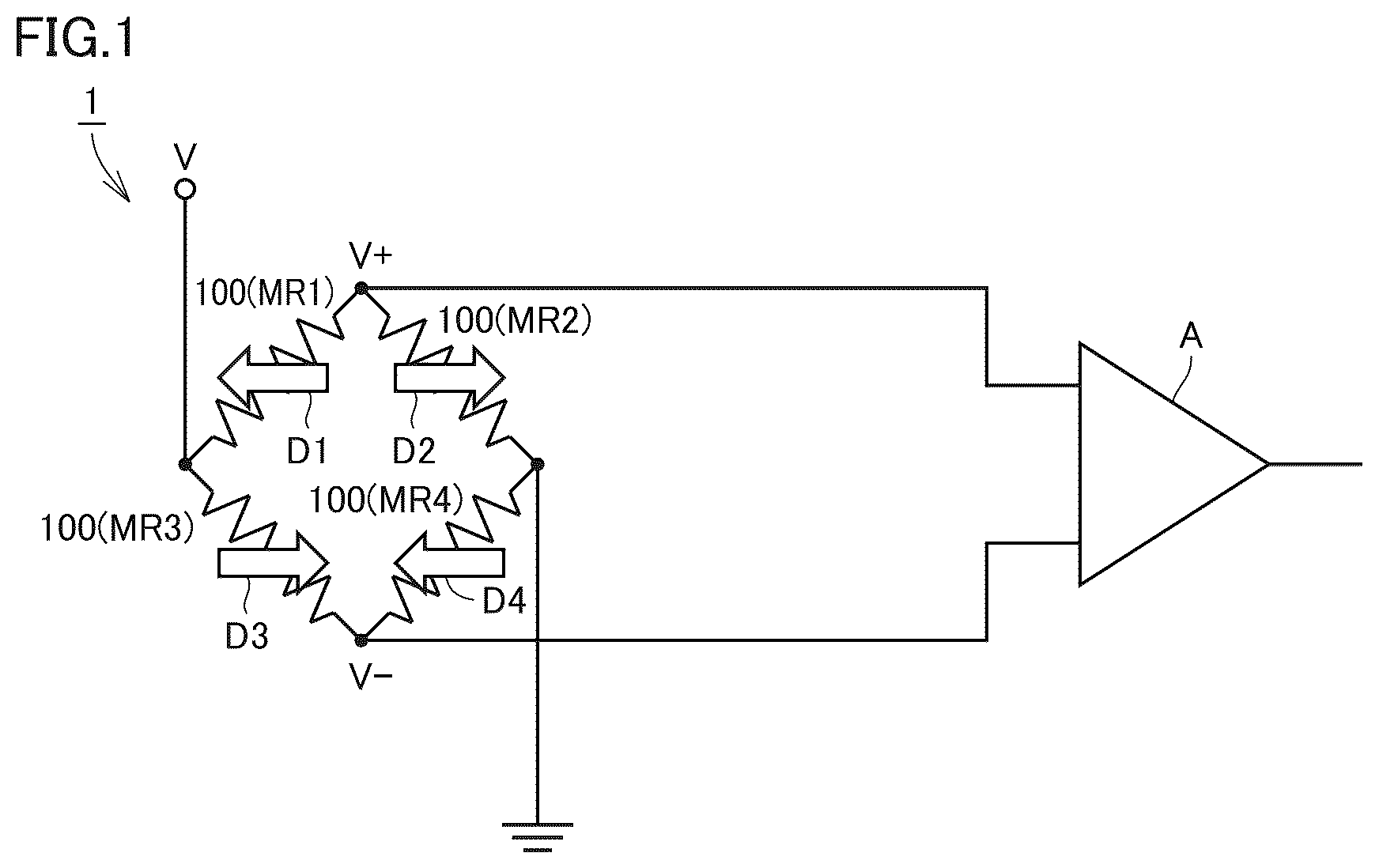 Patent US12455328 — Magnetic sensor, position detector including the same, and method of manufacturing magnetic sensor — Figure 1