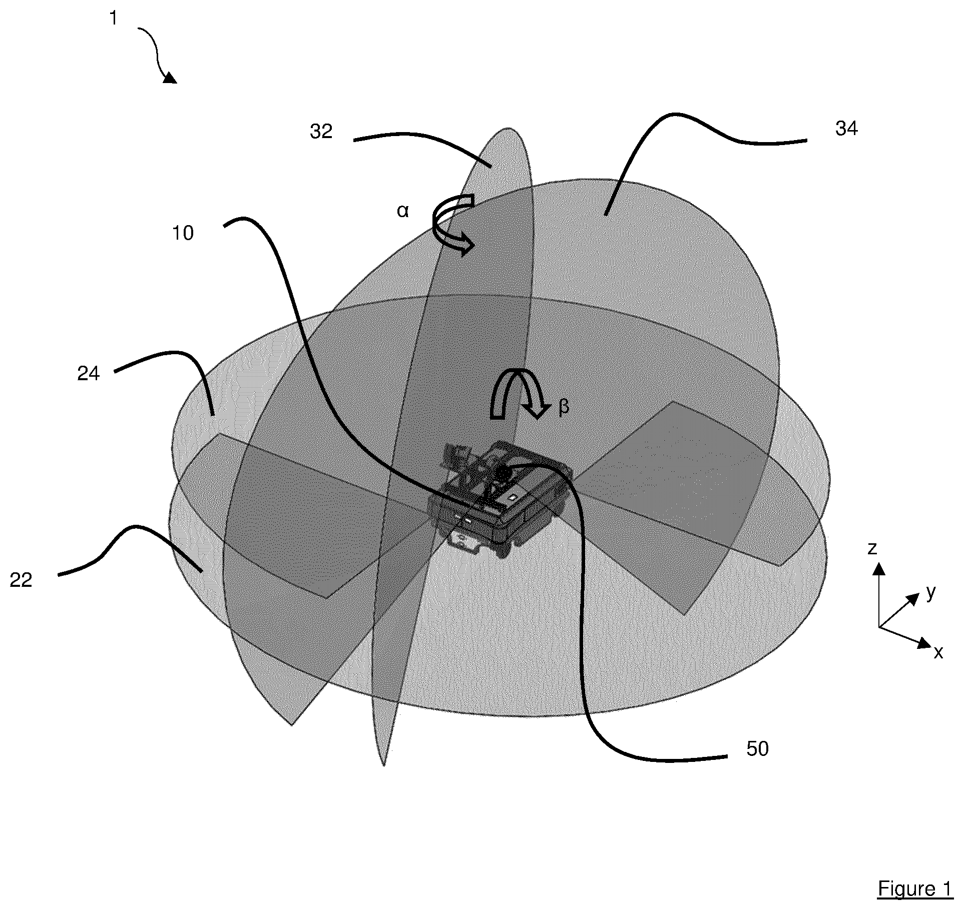 Patent US12455354 — Autonomous mobile aircraft inspection system — Figure 1