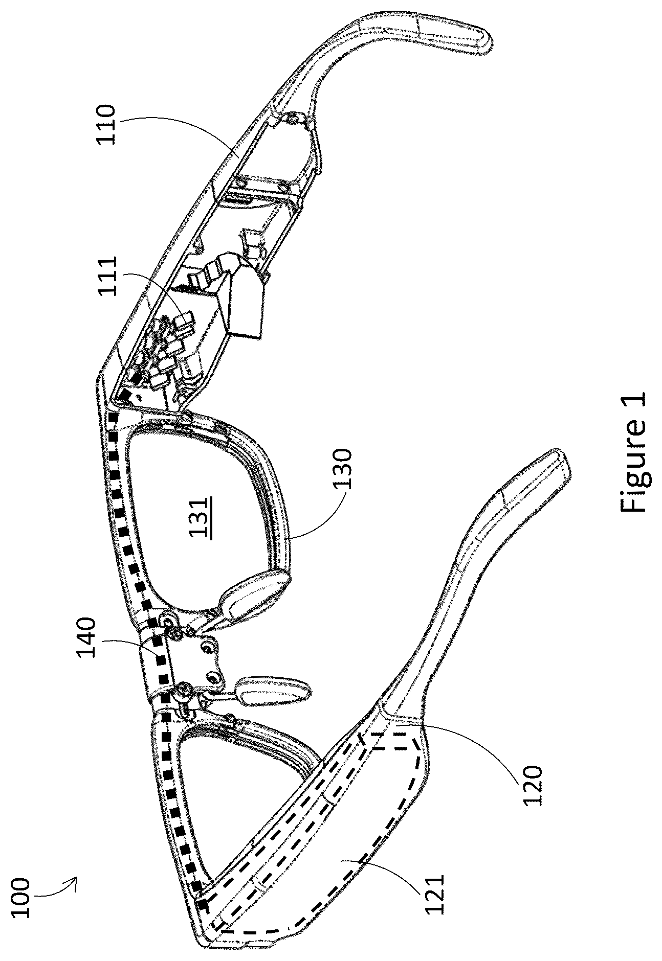 Patent US12455404 — Multi-focal optics for wearable heads-up displays — Figure 1