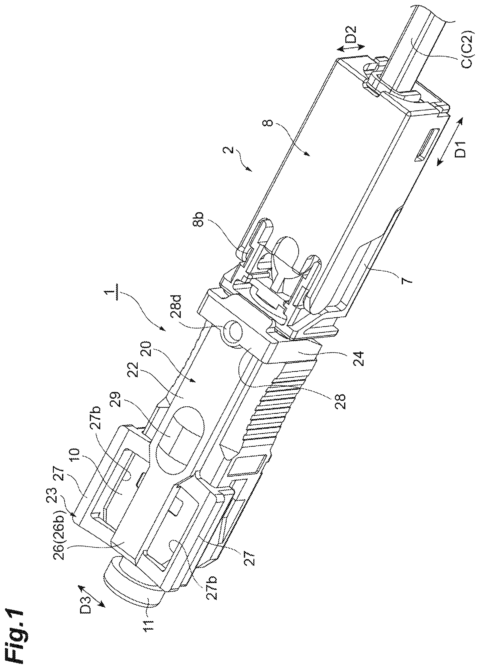 Patent US12455419 — Optical fiber connecting jig and optical connector — Figure 1