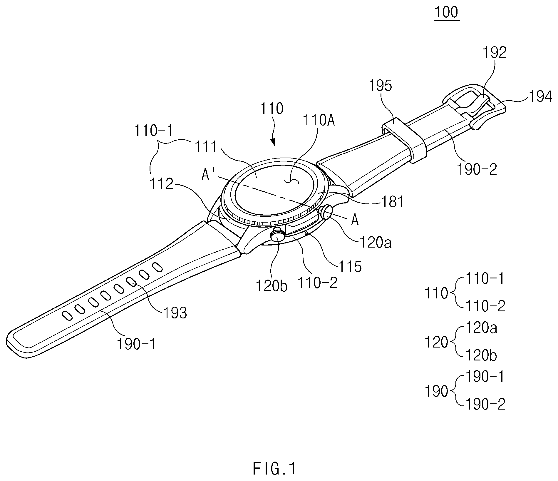Patent US12455539 — Electronic device comprising electrode button — Figure 1