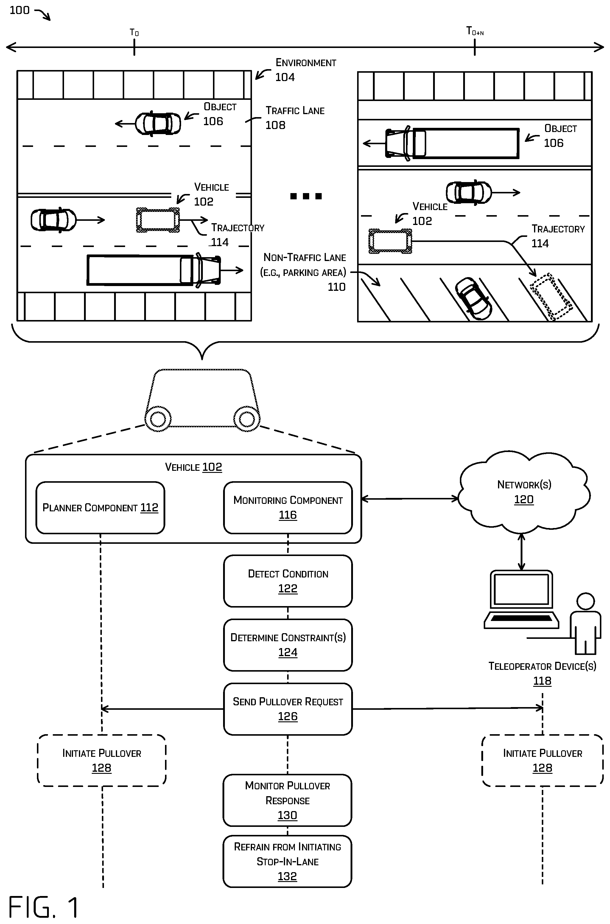 Patent US12455569 — Intelligent vehicle pull over — Figure 1