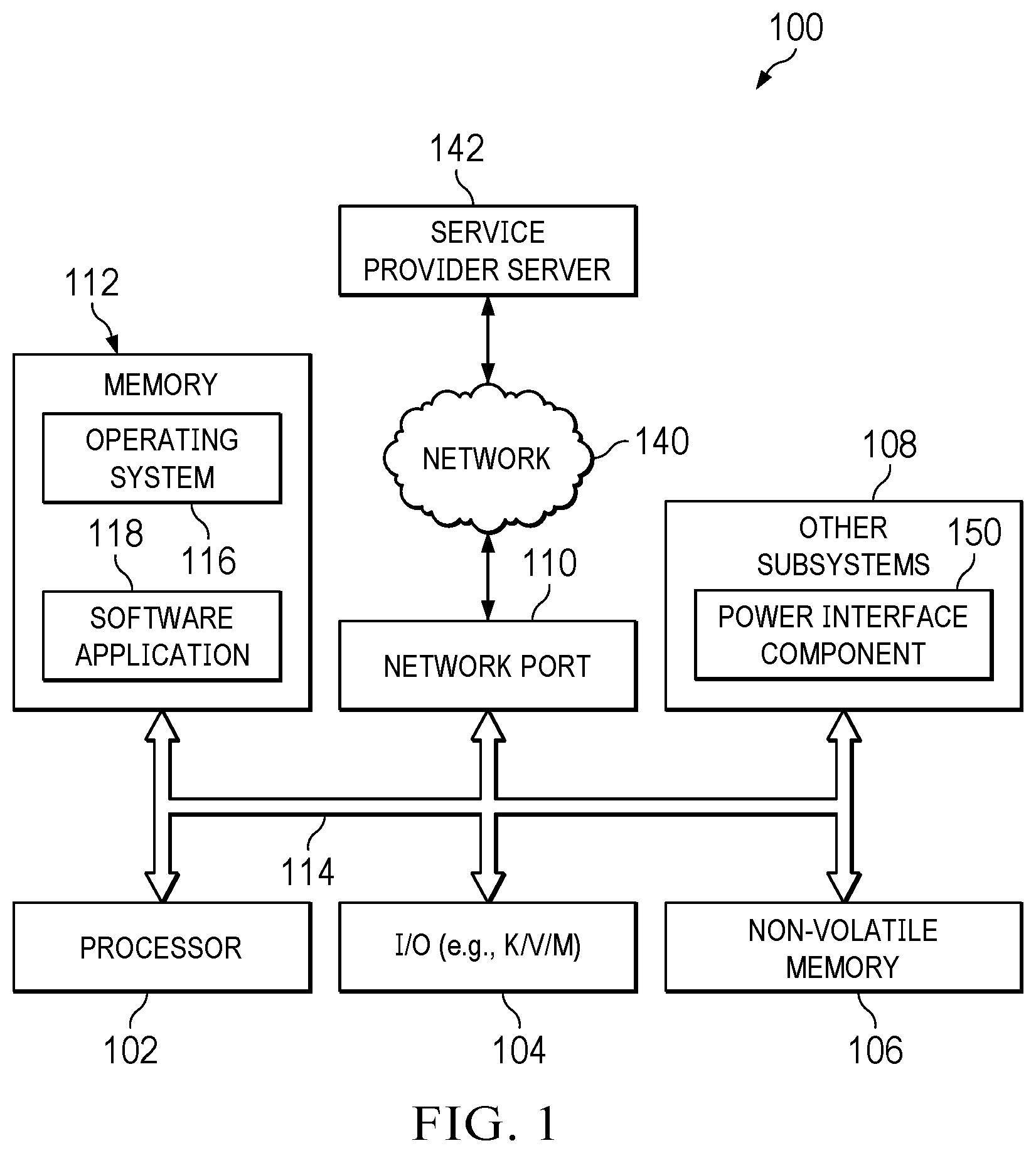 Patent US12455605 — Server information handling system with power interface component — Figure 1