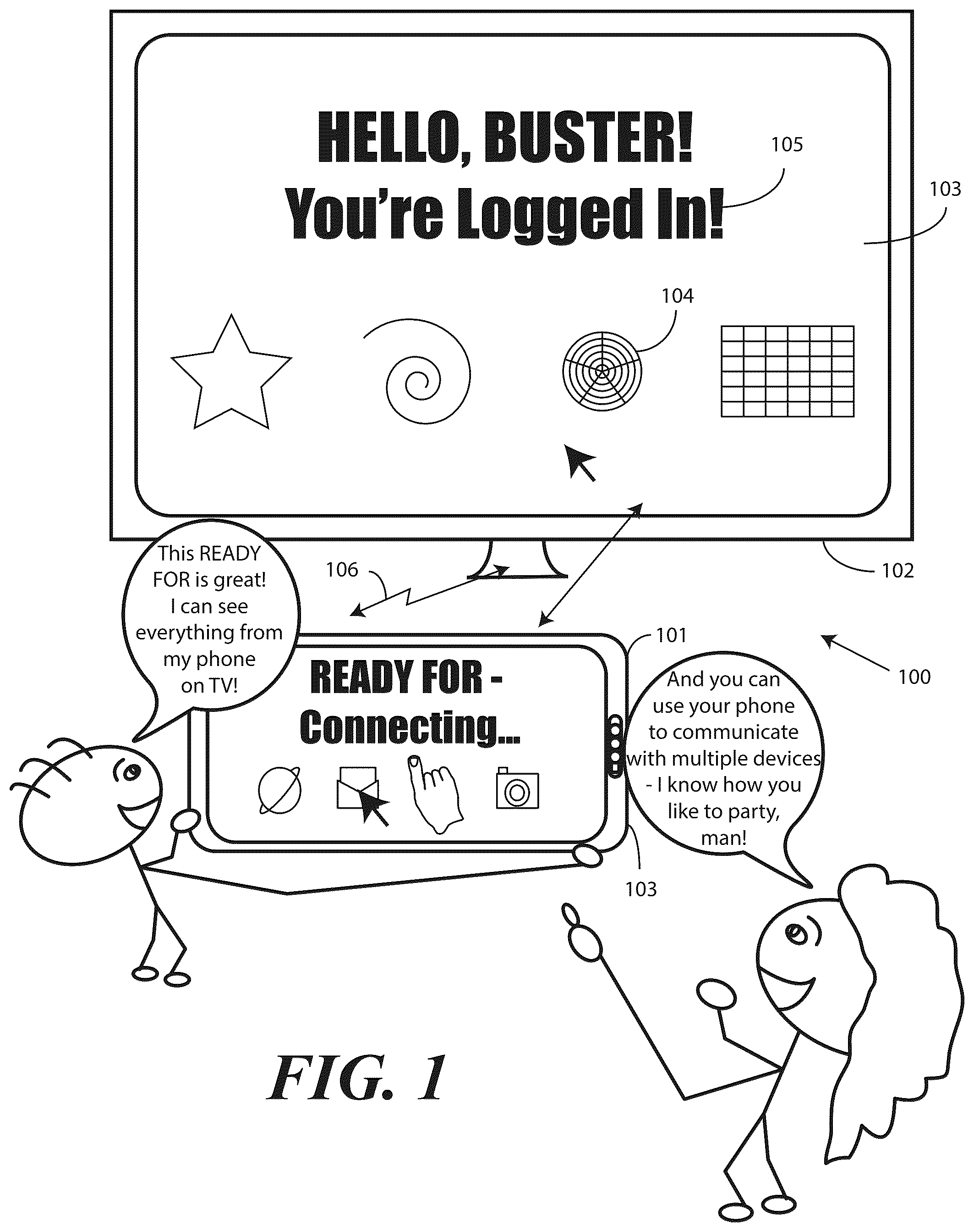 Patent US12455837 — Devices, methods, and systems for presentation by a host electronic device of media content output from an application operating locally on a guest electronic device — Figure 1