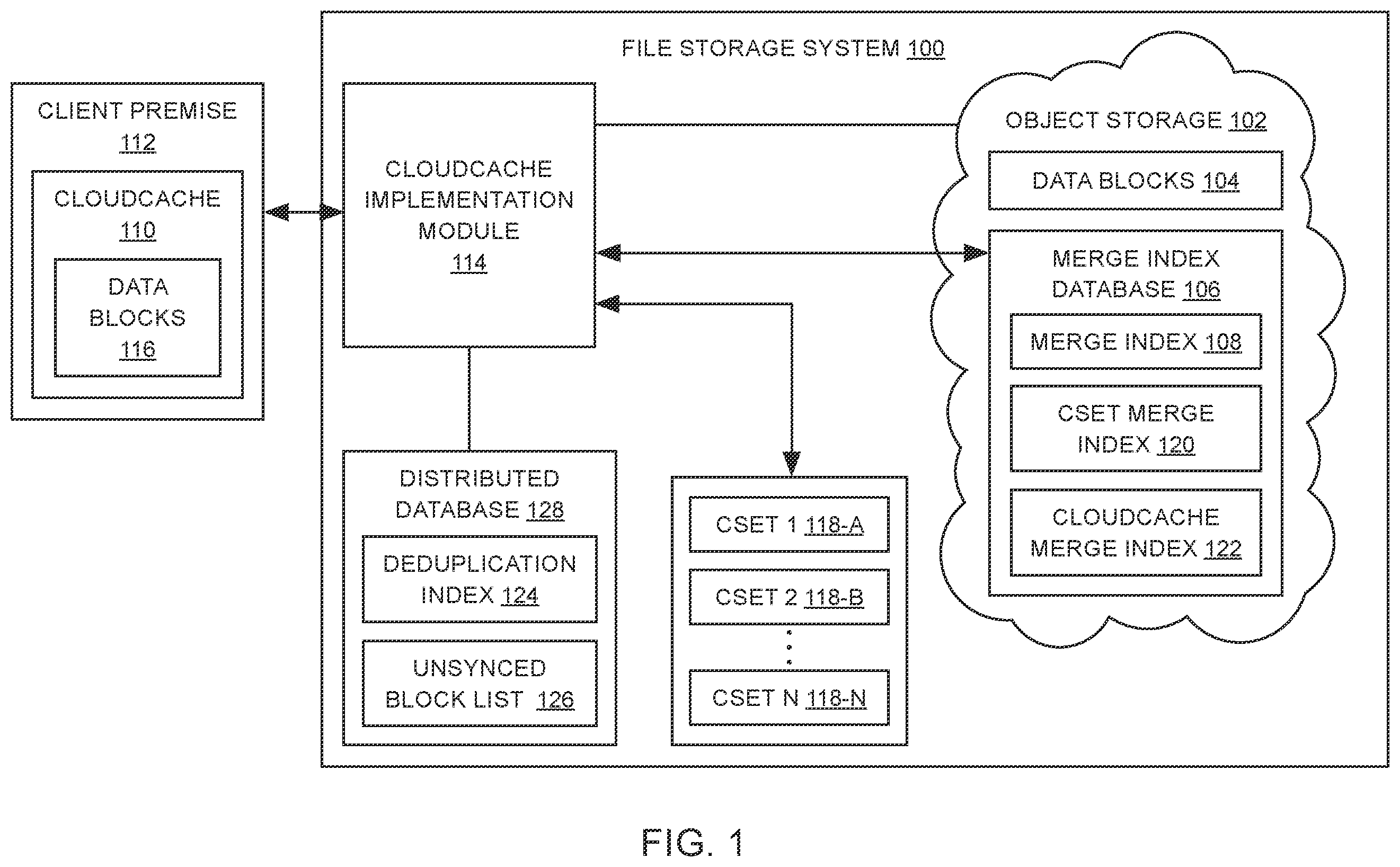 Patent US12455854 Figure 1 – Cloudcache implementation for an object storage-based file system