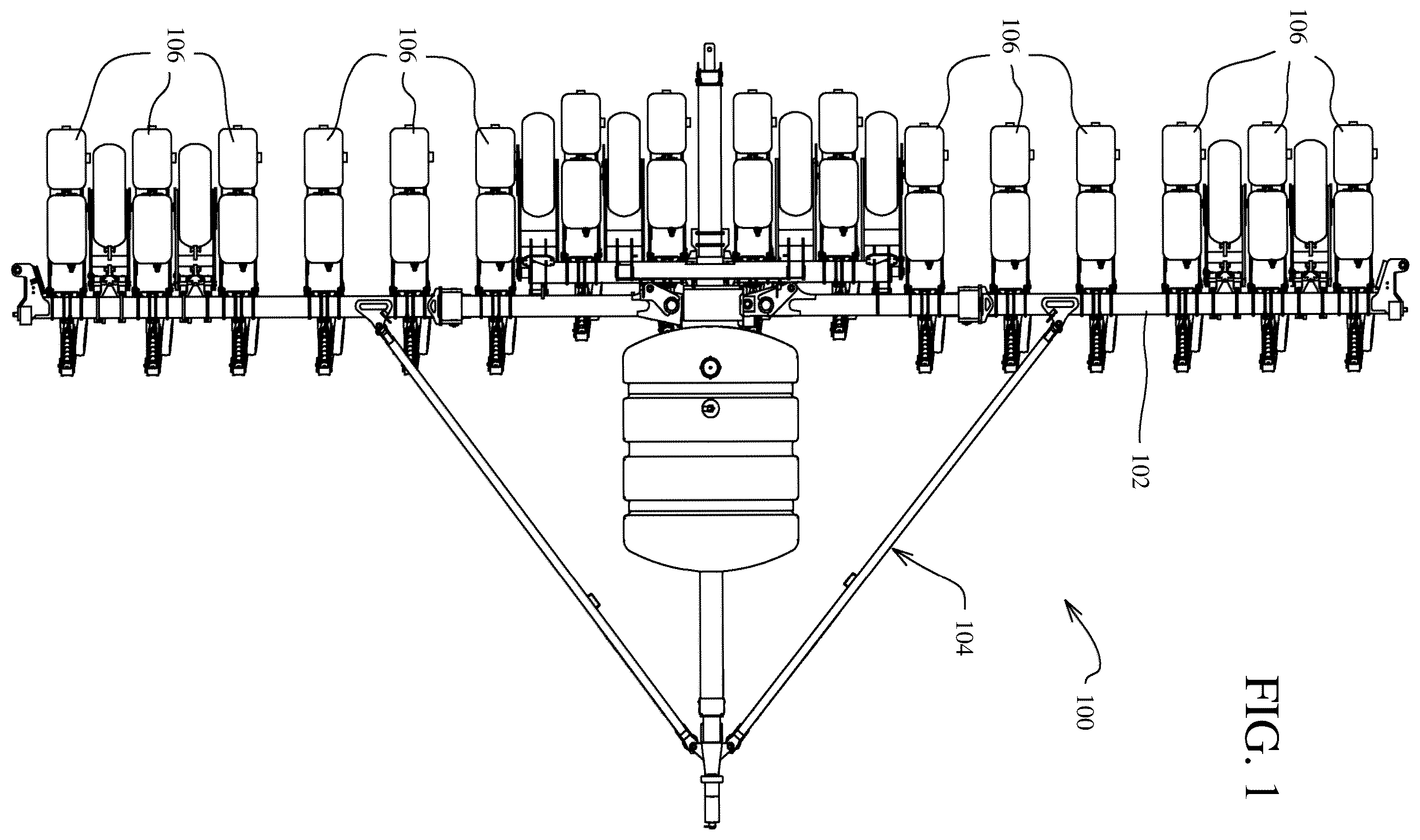 Patent US12457921 Figure 1 – Controlling components of row unit based on soil strength