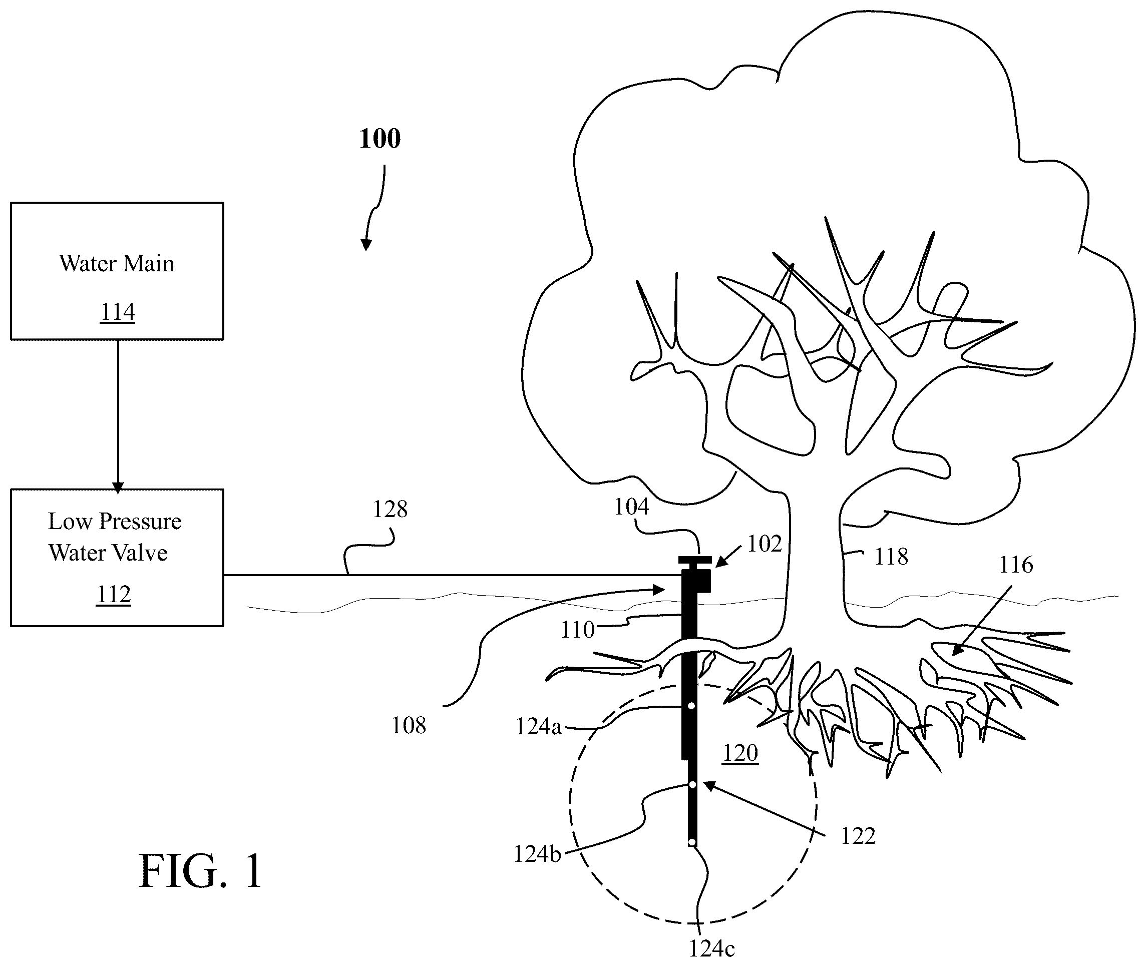 Patent US12457948 Figure 1 – Subterranean irrigation system