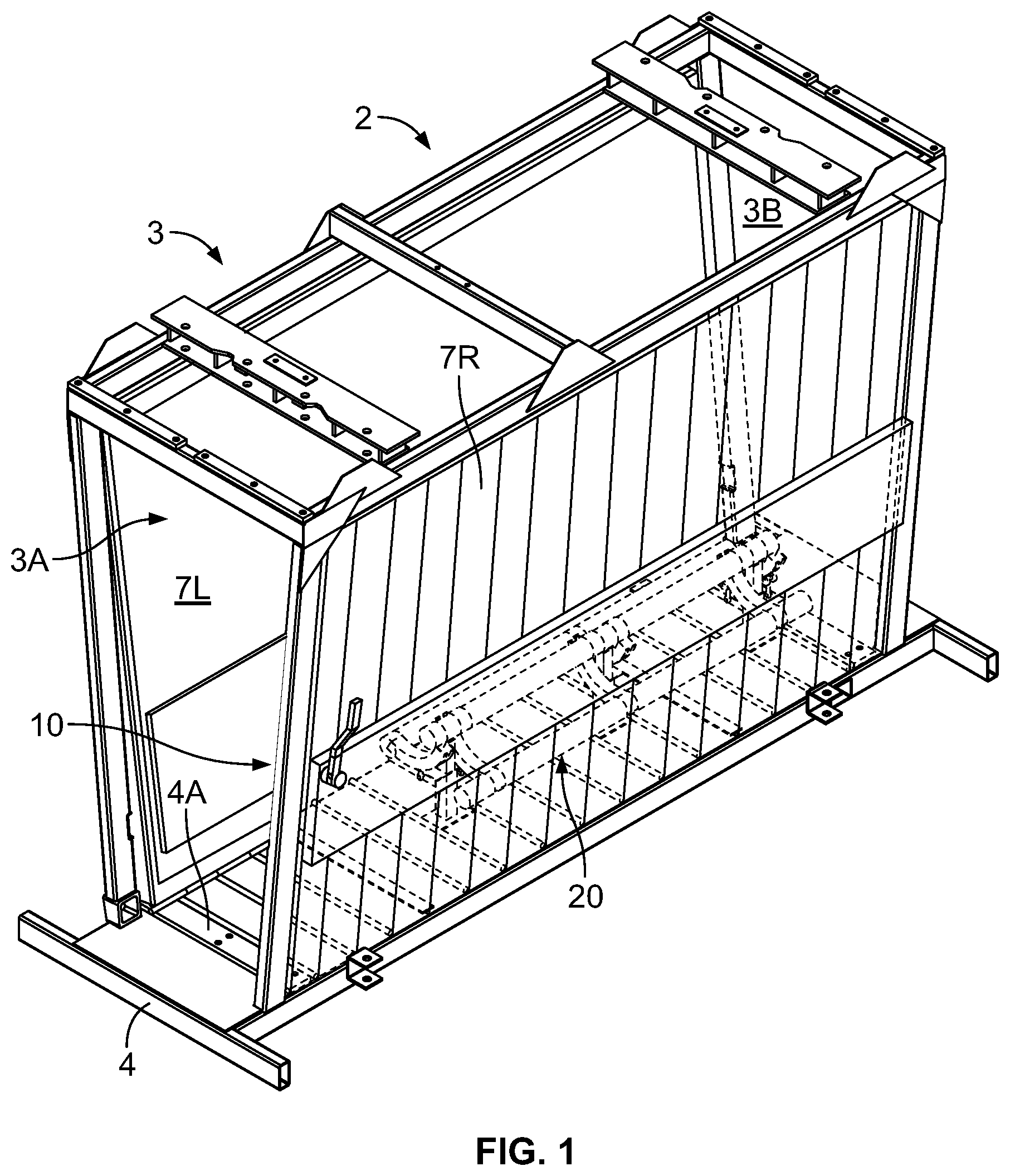 Patent US12457994 Figure 1 – Apparatus for restraining the lower legs and feet of a livestock animal