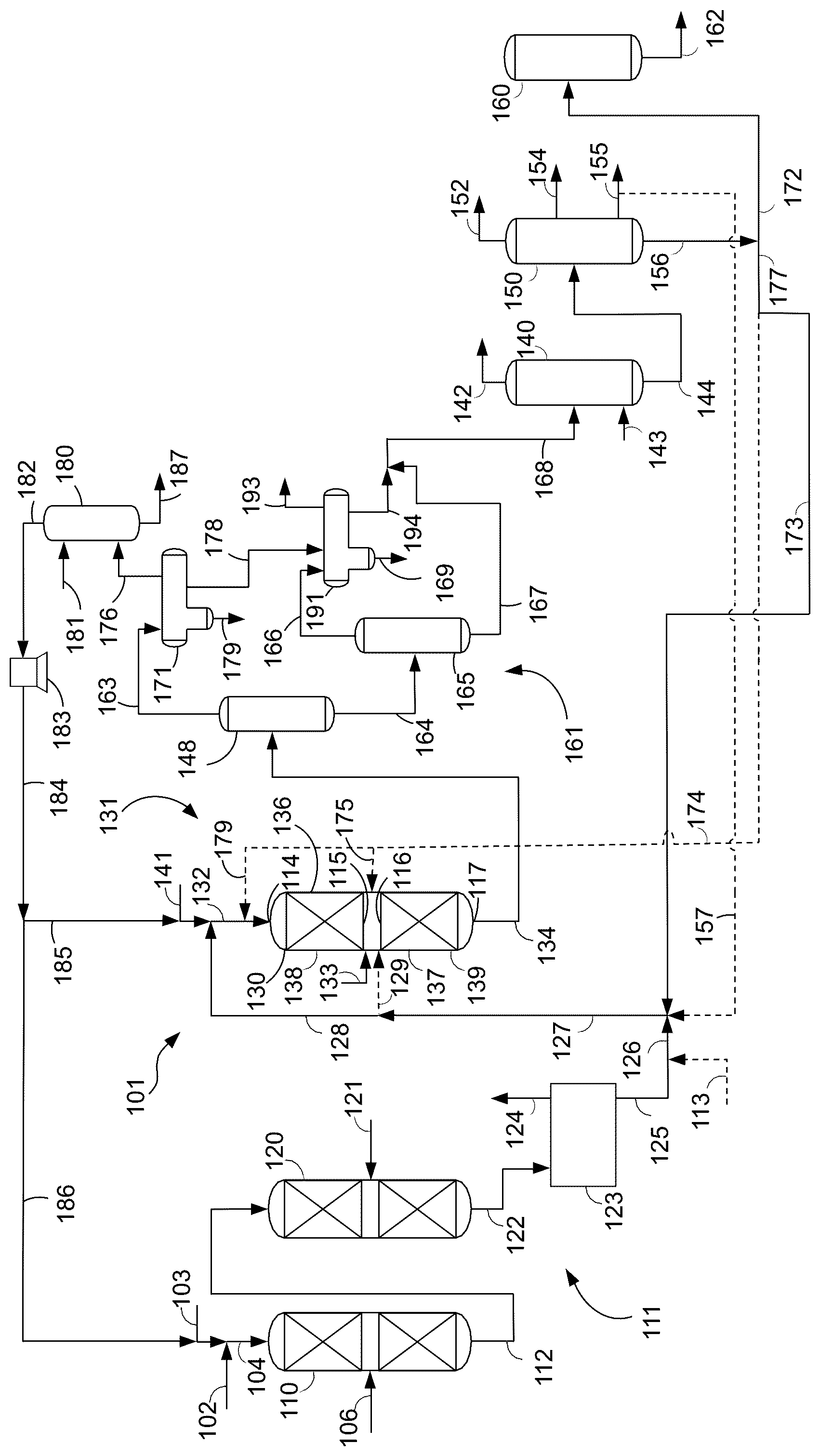 Patent US12460141 — Process and apparatus for hydroprocessing a paraffinic feedstock — Figure 1