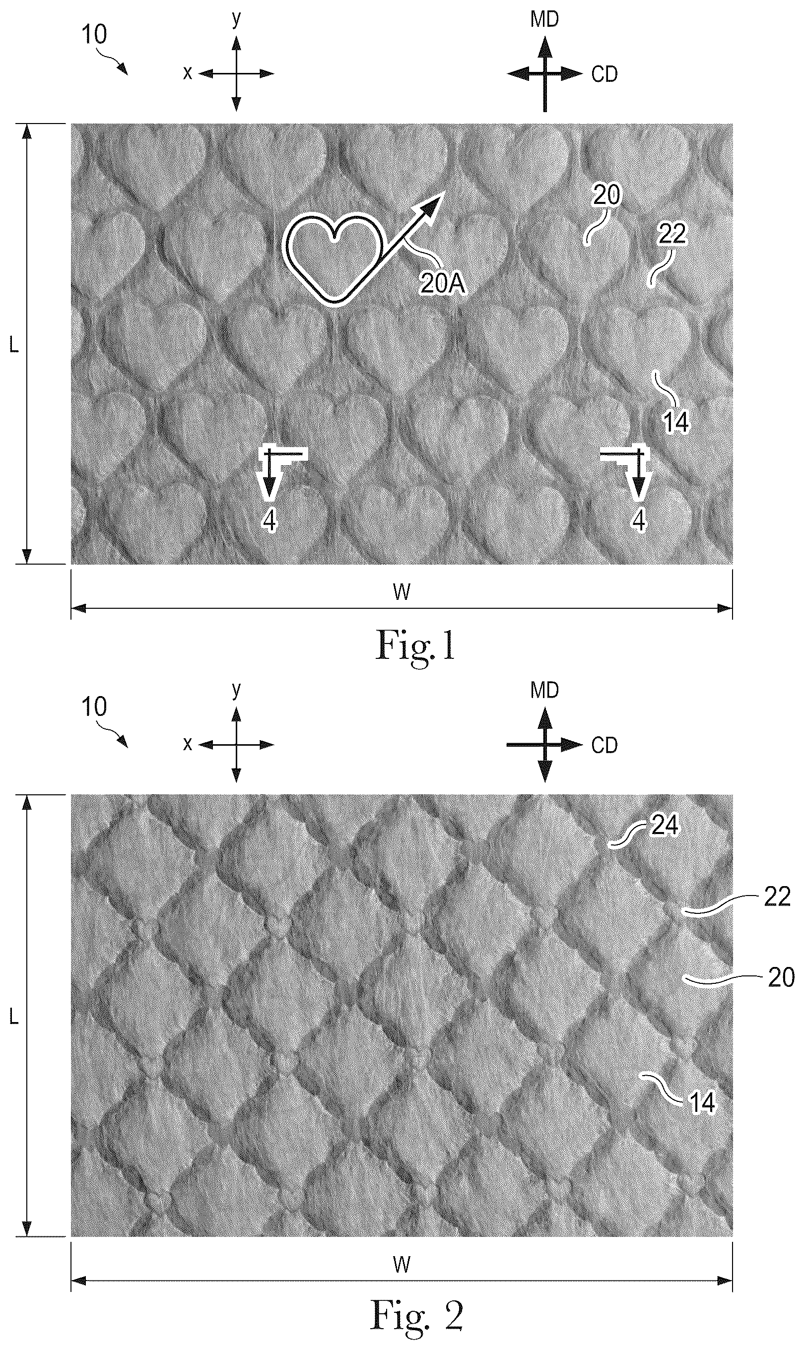 Patent US12460321 Figure 1 – Shaped nonwoven