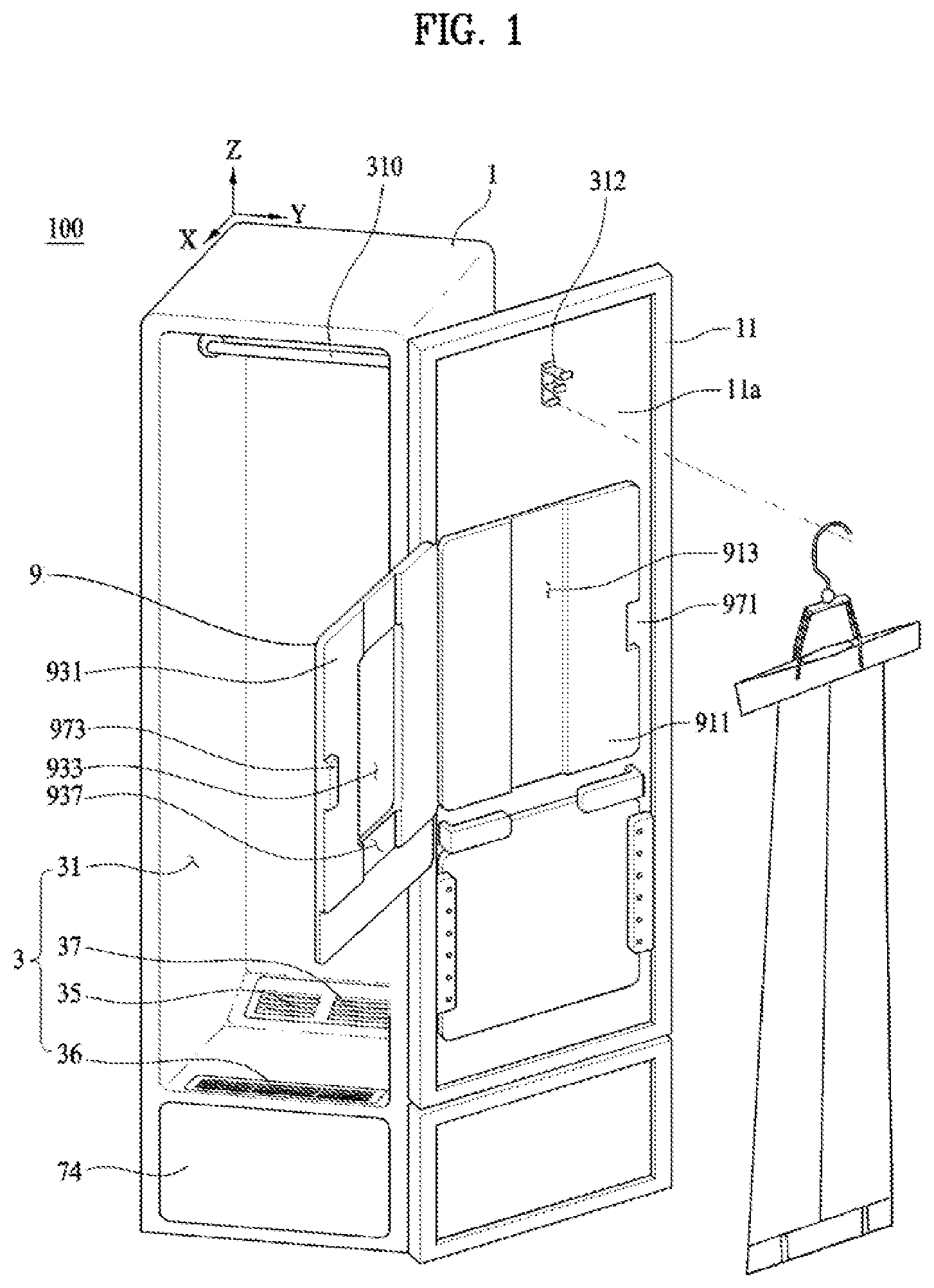 Patent US12460345 Figure 1 – Laundry treating apparatus