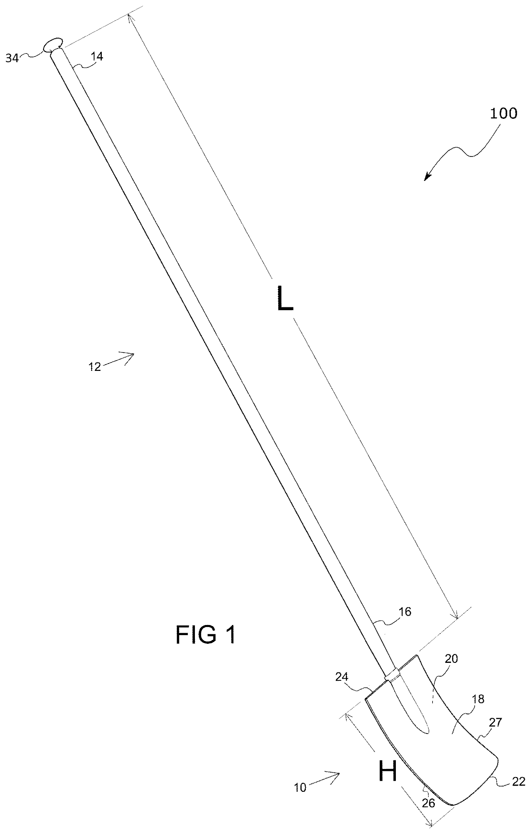 Patent US12460362 — Snow oar for manually clearing snow and ice — Figure 1