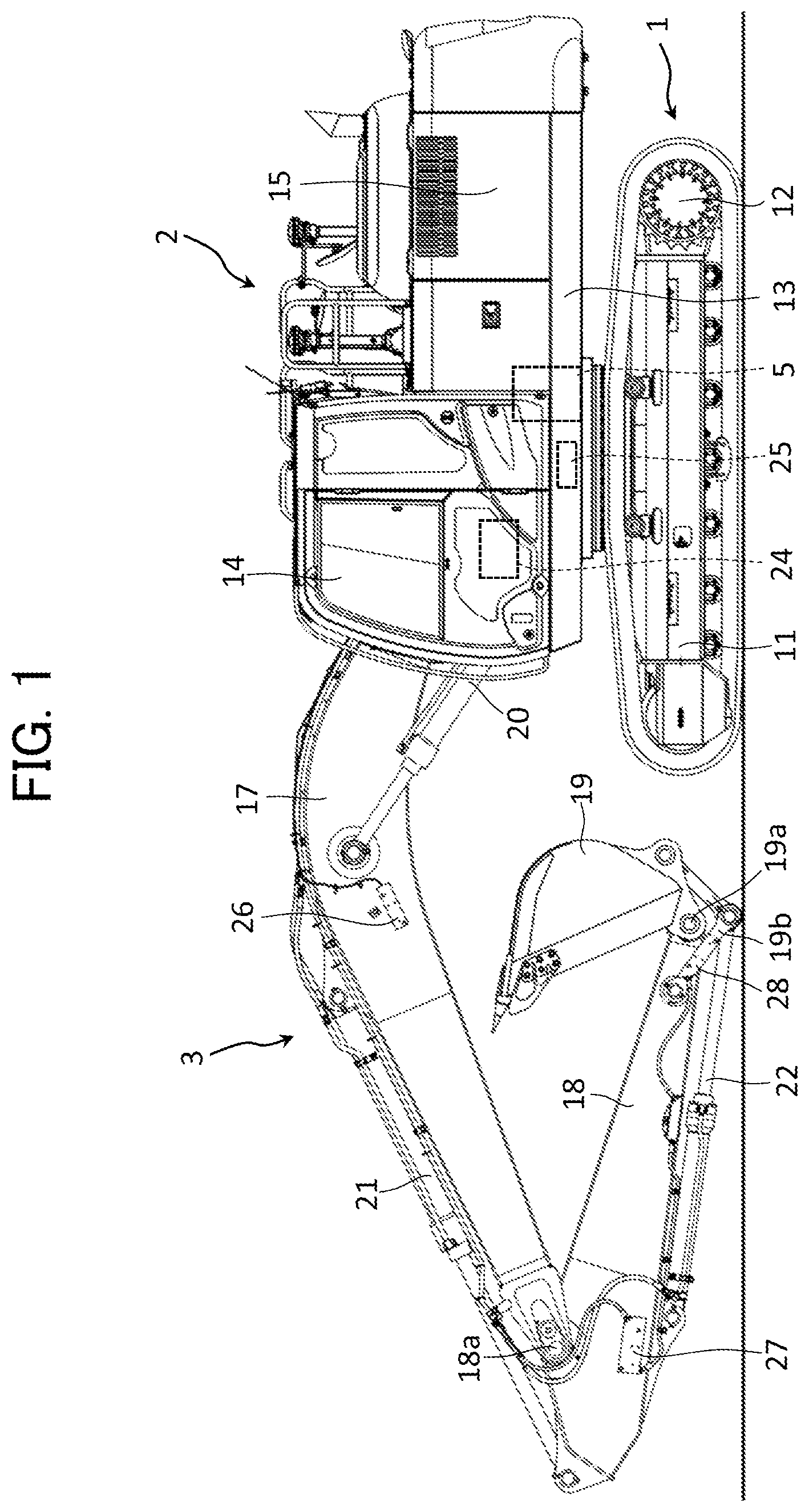 Patent US12460382 Figure 1 – Work machine