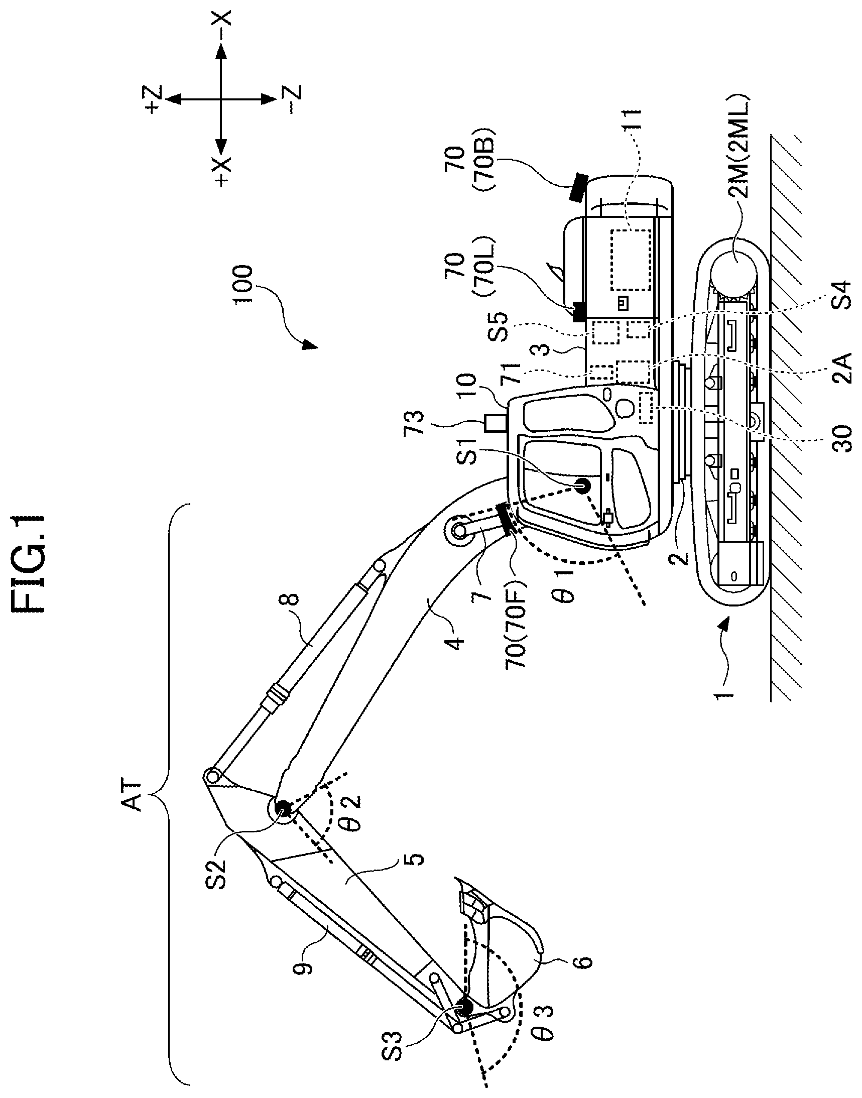 Patent US12460389 — Shovel and construction system — Figure 1