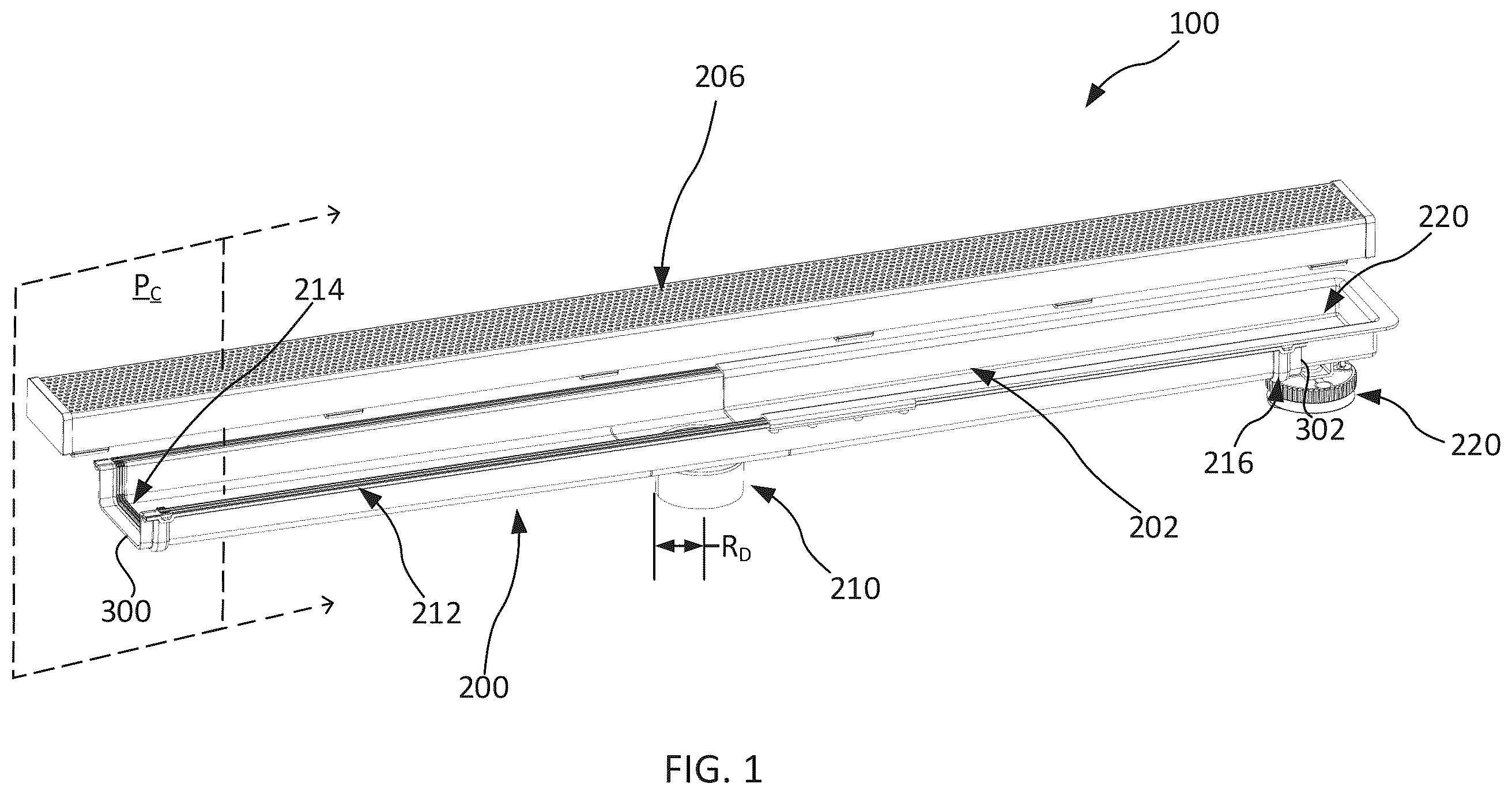Patent US12460401 — Linear drain assembly — Figure 1