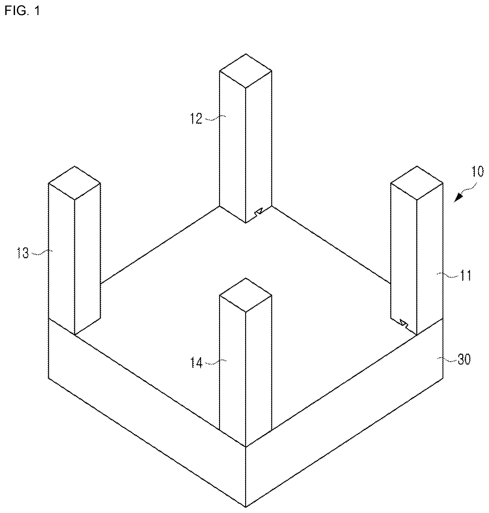 Patent US12460405 Figure 1 – Method for horizontal leveling coupling between concrete foundation and wooden vertical beams