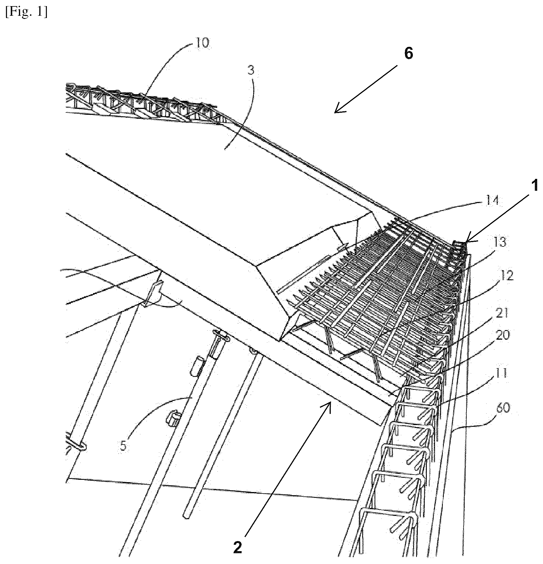 Patent US12460412 — Reinforced concrete monocoque roof construction method — Figure 1
