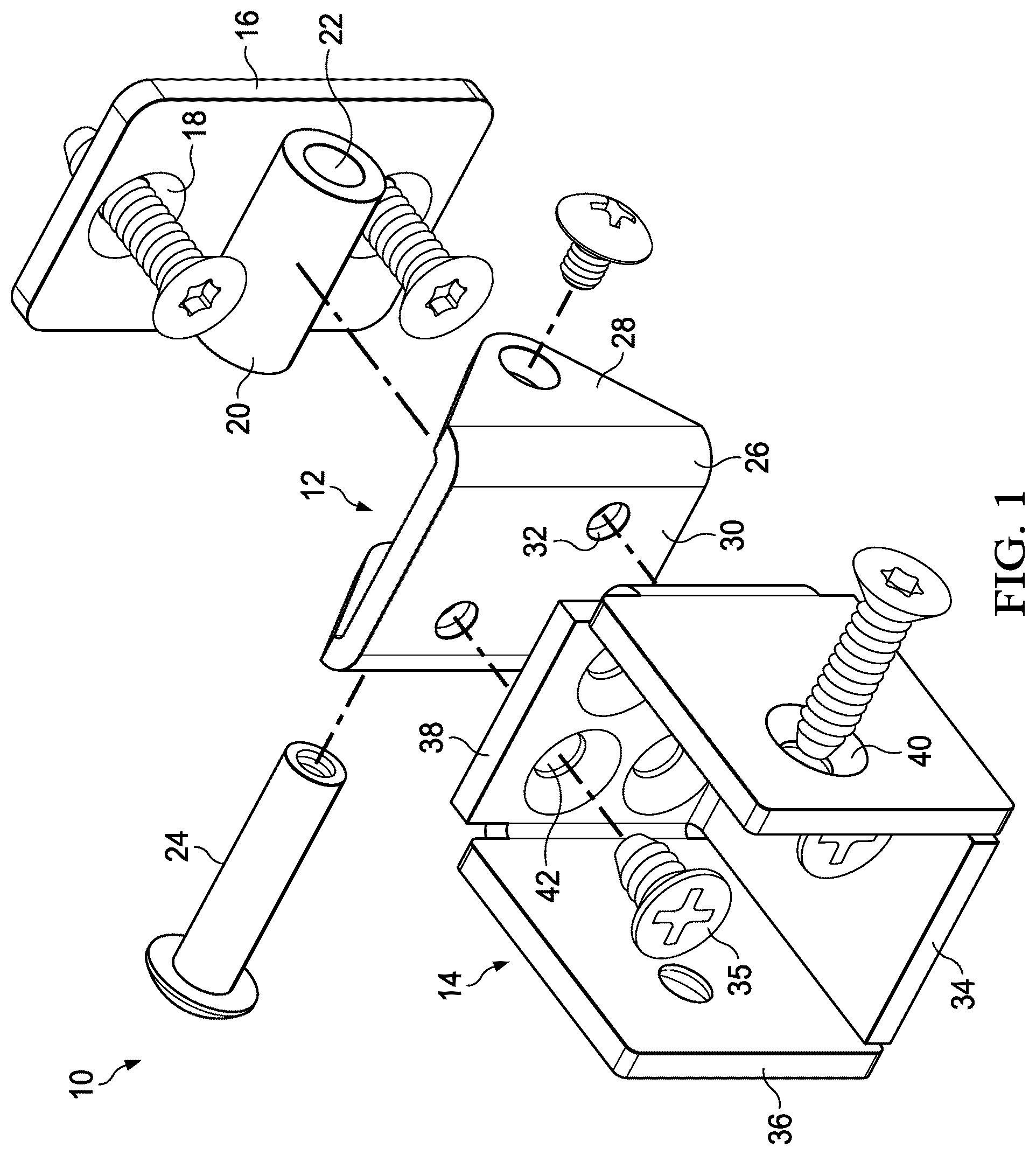 Patent US12460418 — Bracket for supporting attachment of the end of a railing member to a vertical member — Figure 1