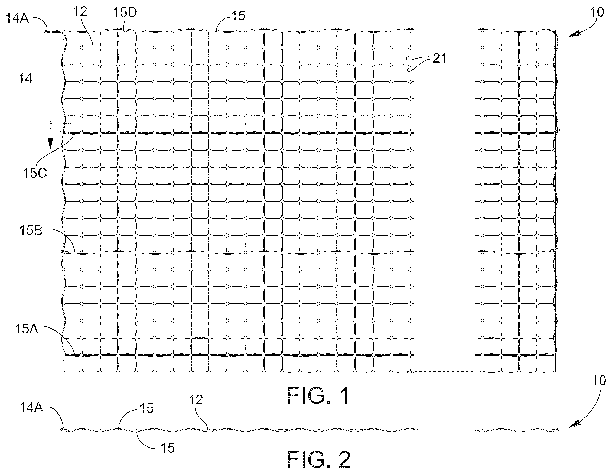 Patent US12460440 Figure 1 – Hybrid fence assembly with integrated polymer mesh structure and conducting fence wire