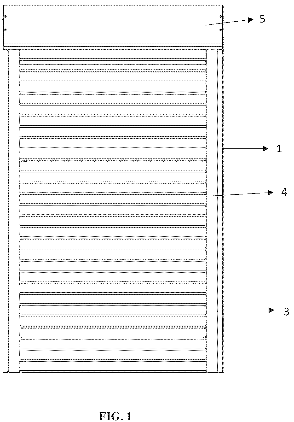 Patent US12460474 — Storm shutter integrated into a window or door — Figure 1