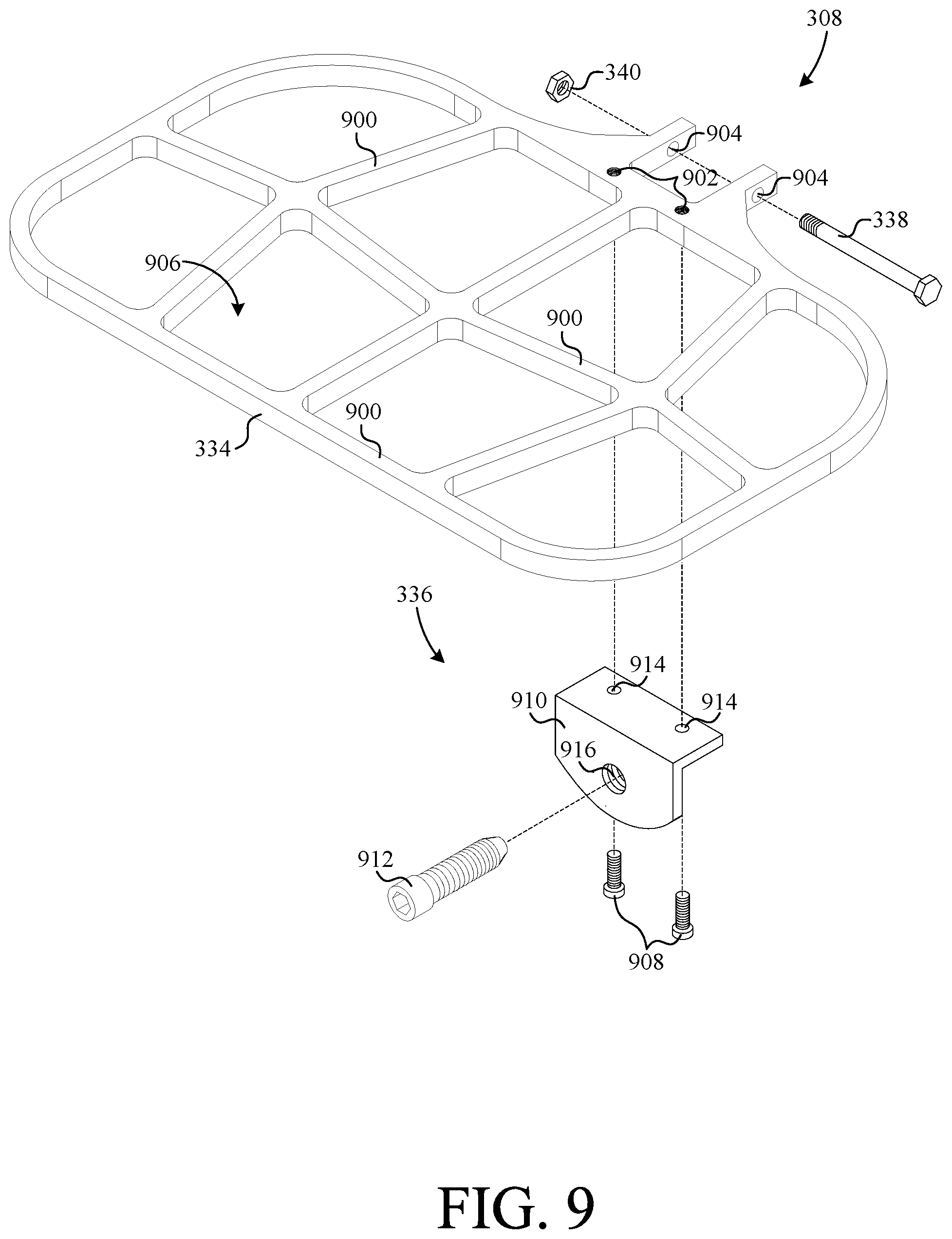 Patent US12460478 Figure 10 – Climbing stick with wrap-around step and tree engaging structure