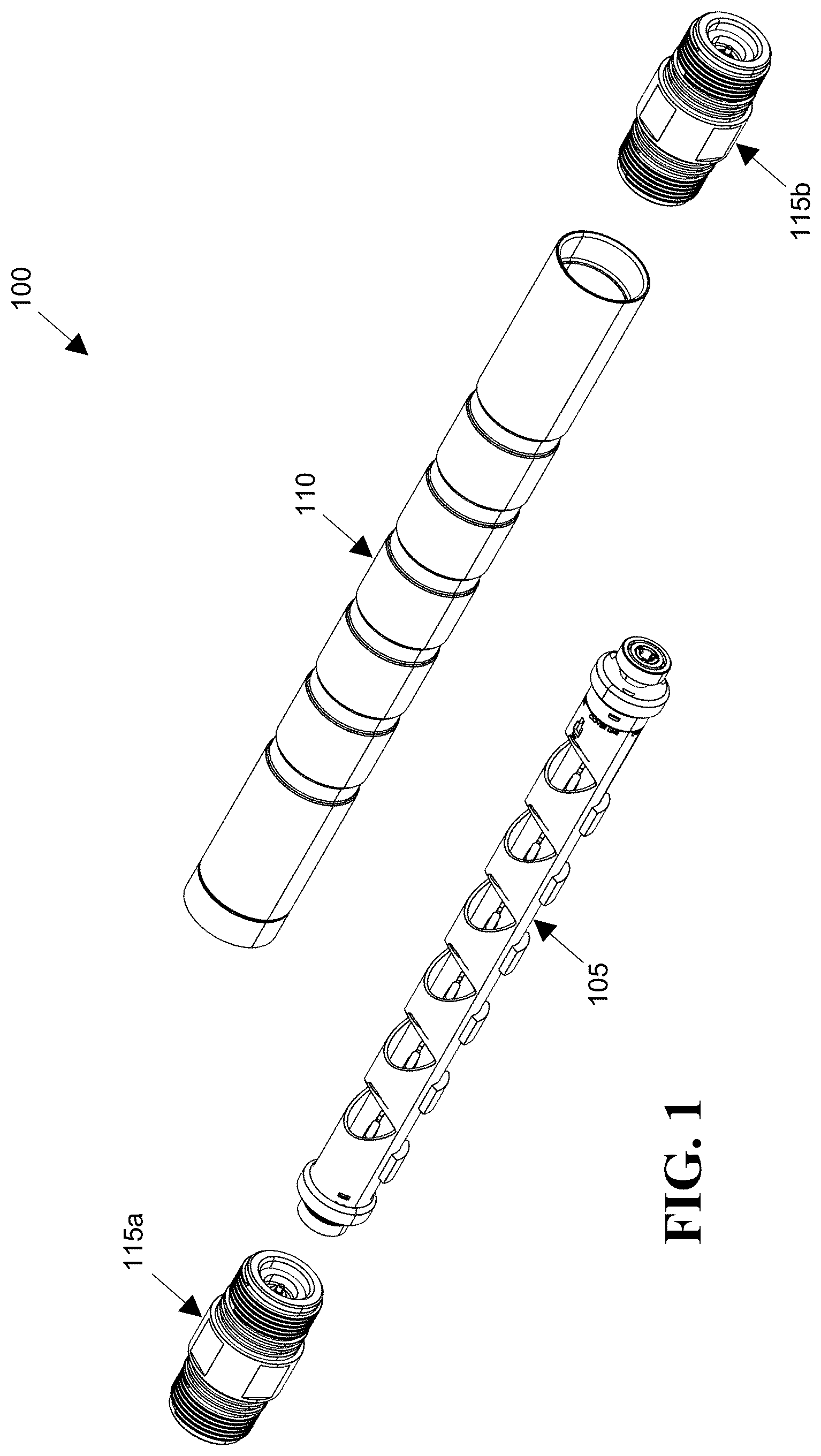 Patent US12460518 — Perforating gun with self-orienting charge cartridge — Figure 1