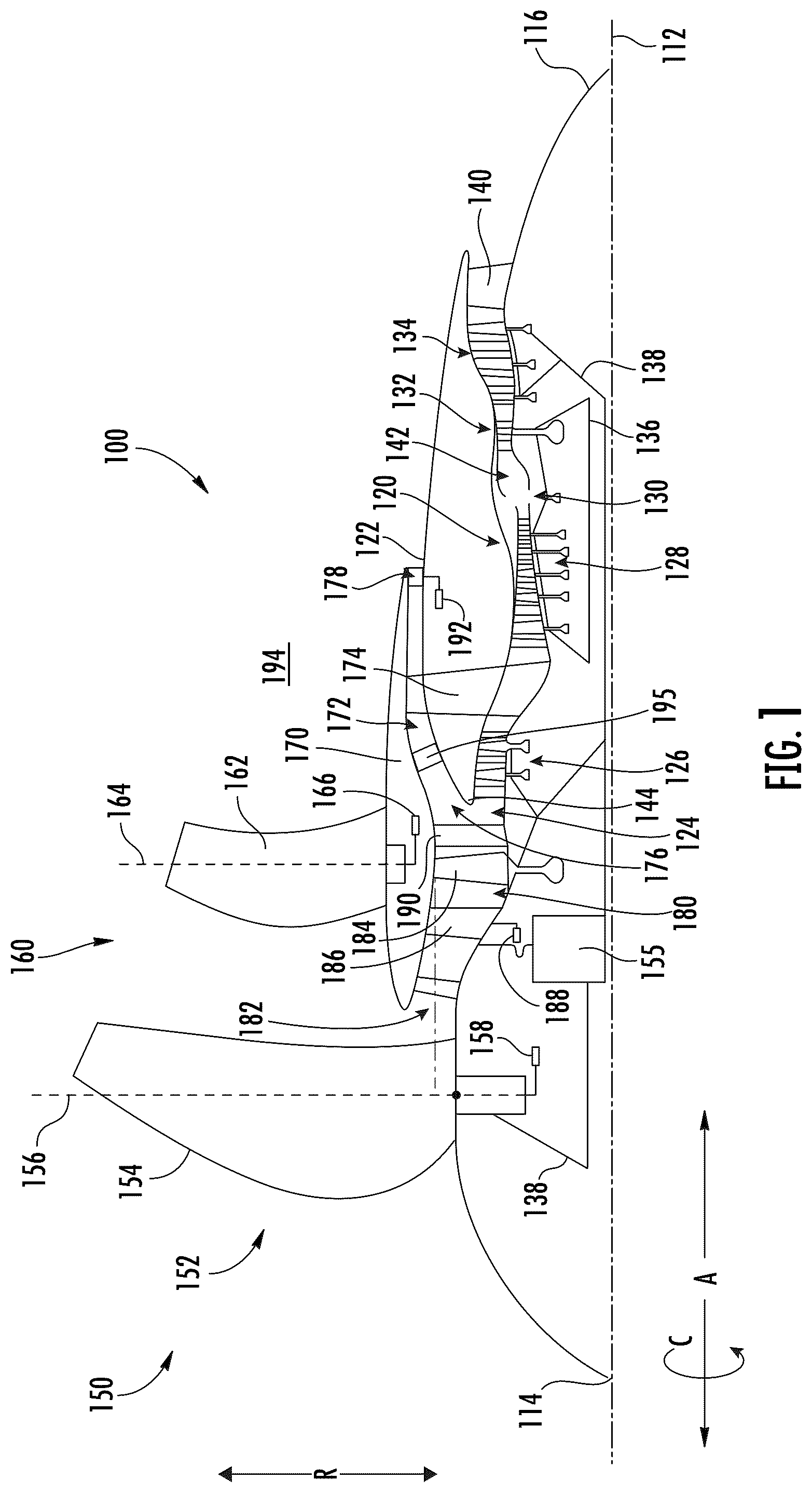 Patent US12460557 — Variable pitch airfoil assembly for a gas turbine engine — Figure 1