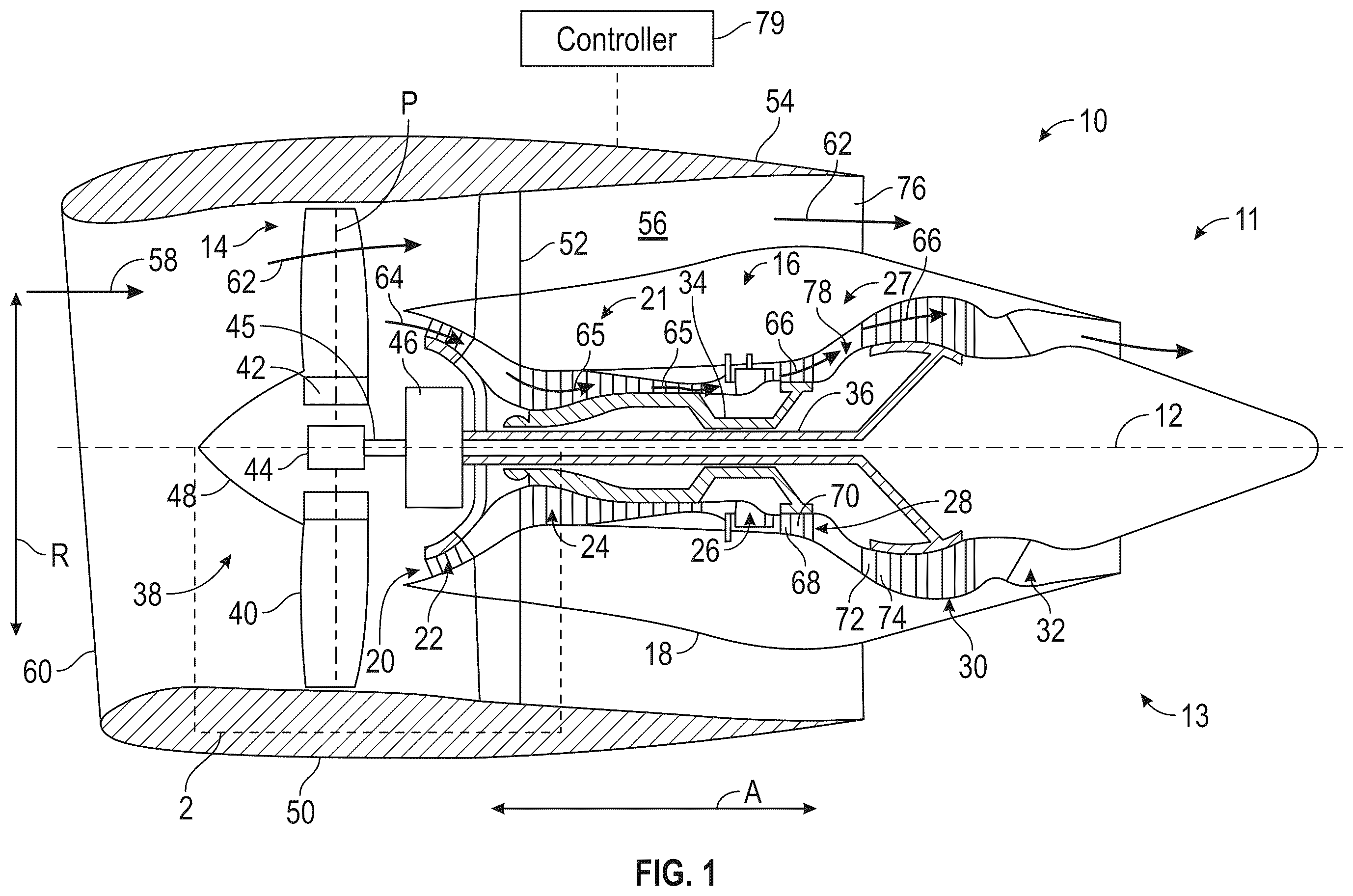 Patent US12460561 — Lubrication system for a turbine engine — Figure 1