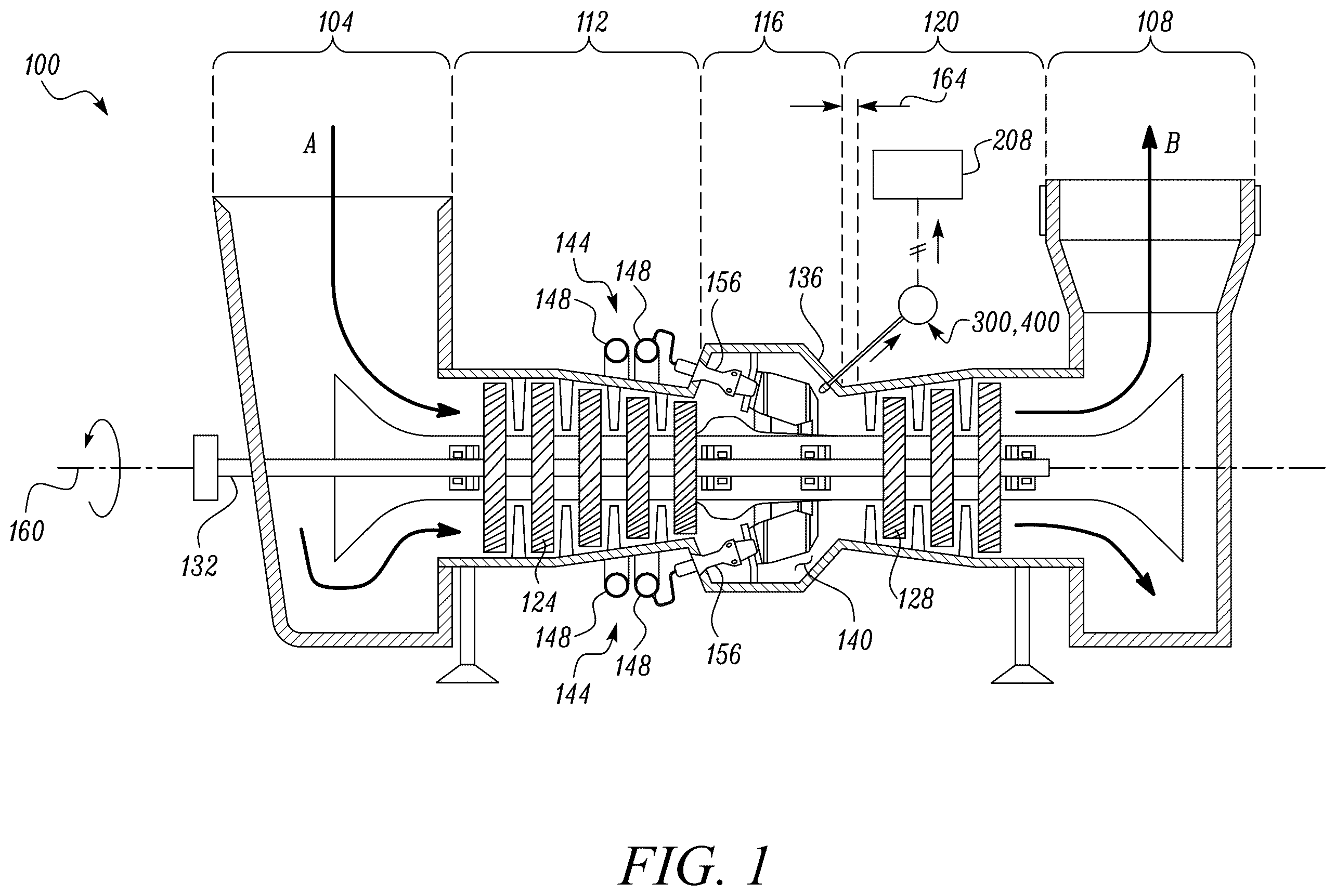 Patent US12460586 Figure 1 – System and method for detecting and responding to flameout conditions in gas turbine engines