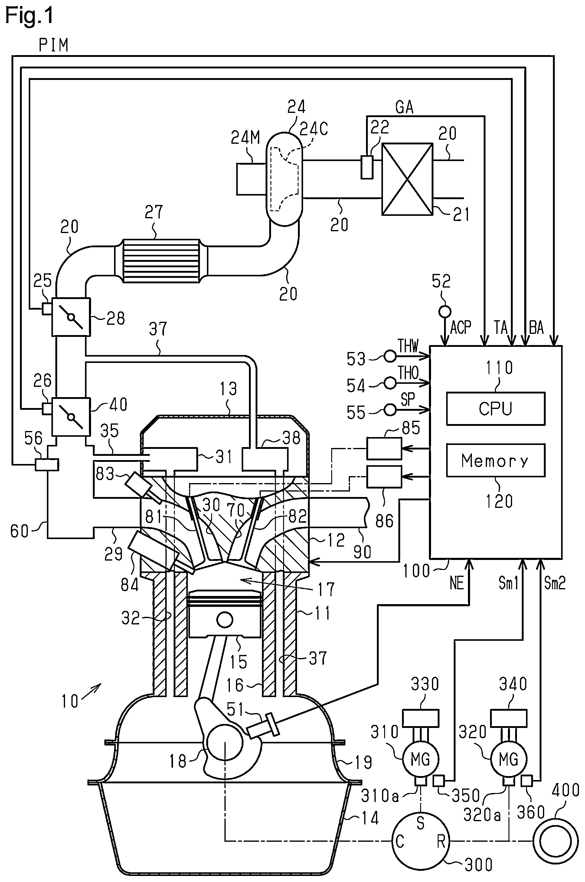Patent US12460590 — Controller for internal combustion engine — Figure 1